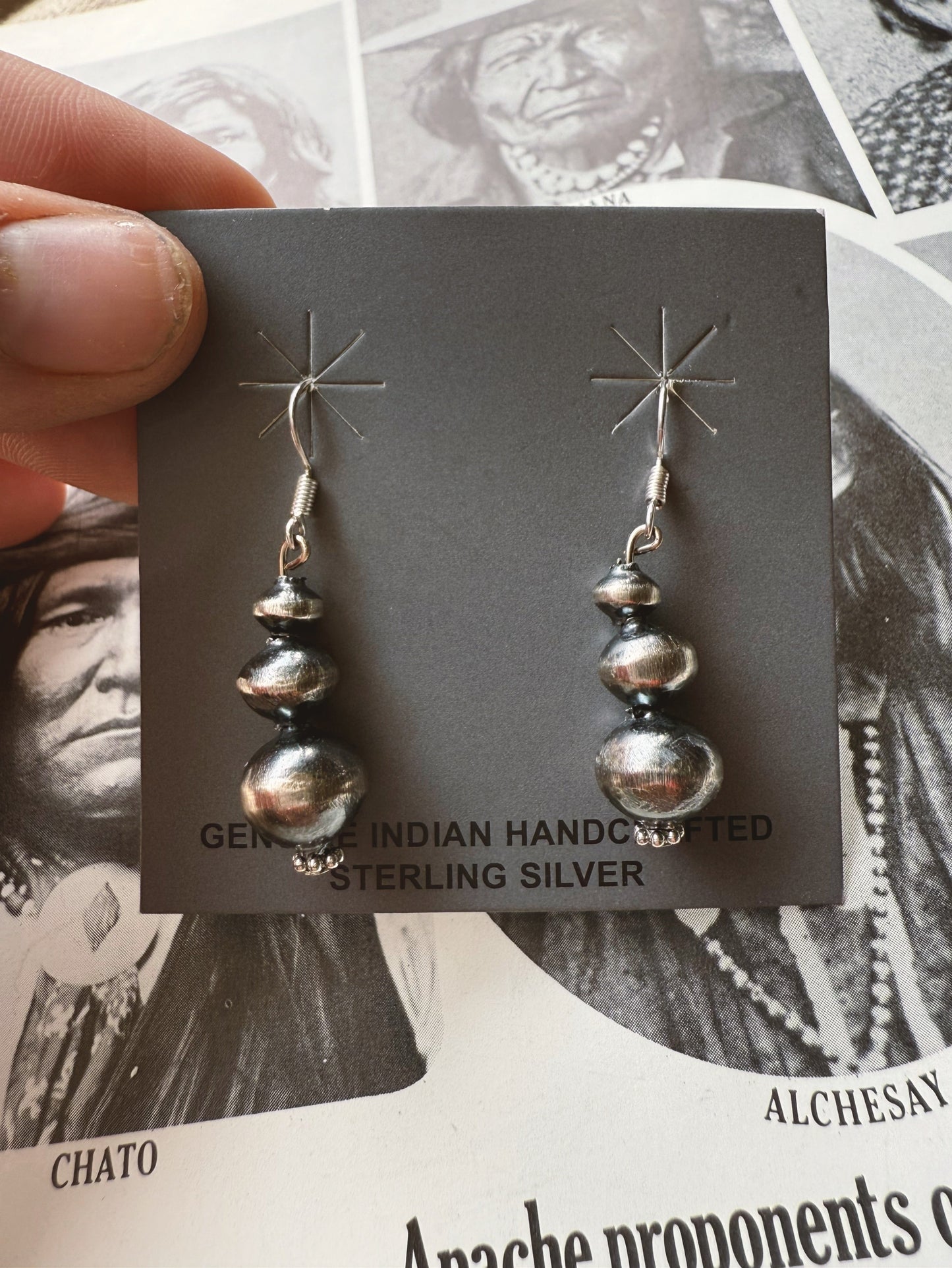 Handmade Navajo Pearl Dangle Earrings