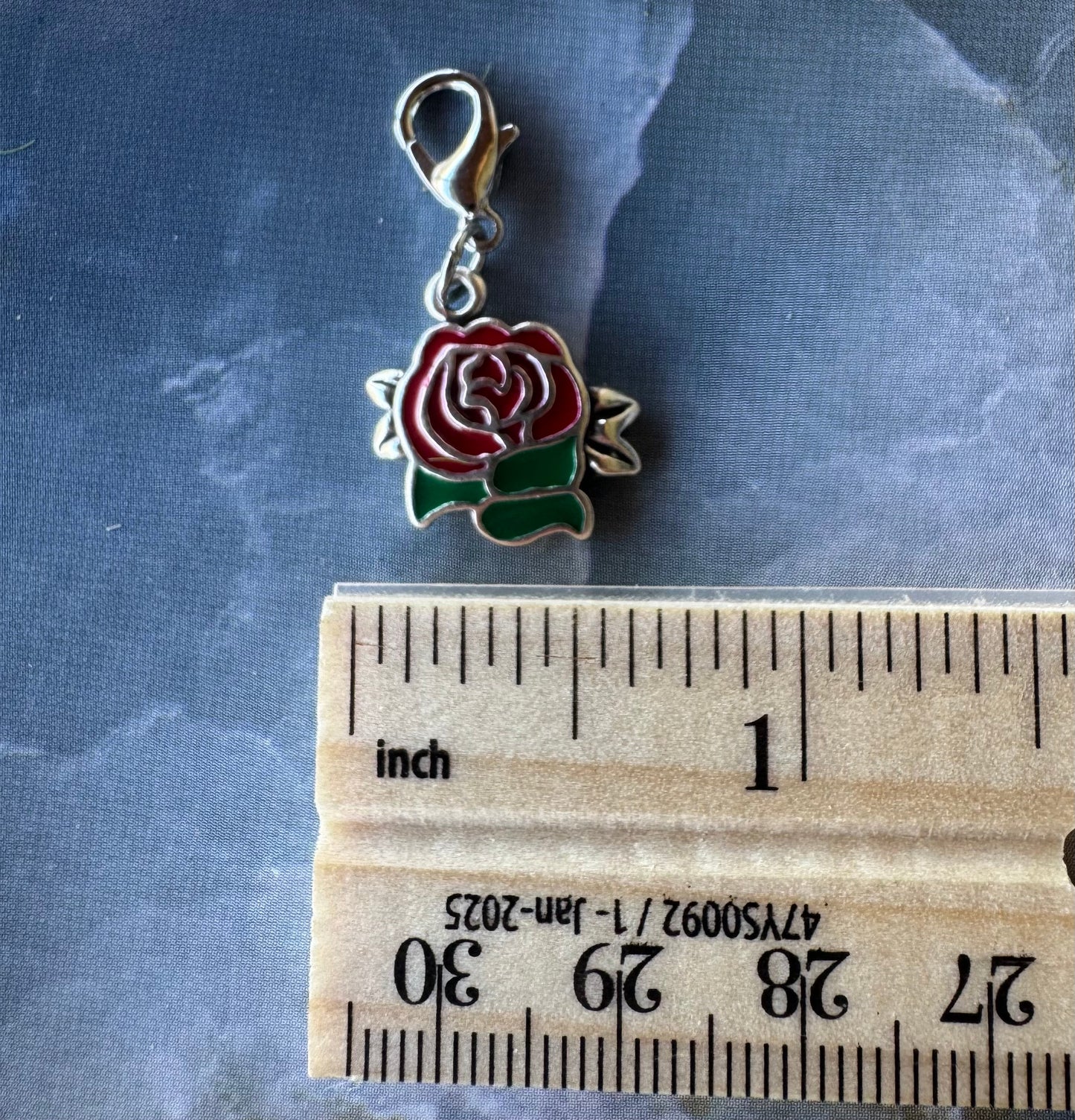 Handcrafted Sterling Silver Red Rose Charm