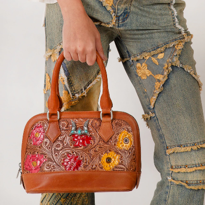 Loyalwest Suave Mini Bag PetalHide - Petal Hide Handtooled Leather And Calfskin