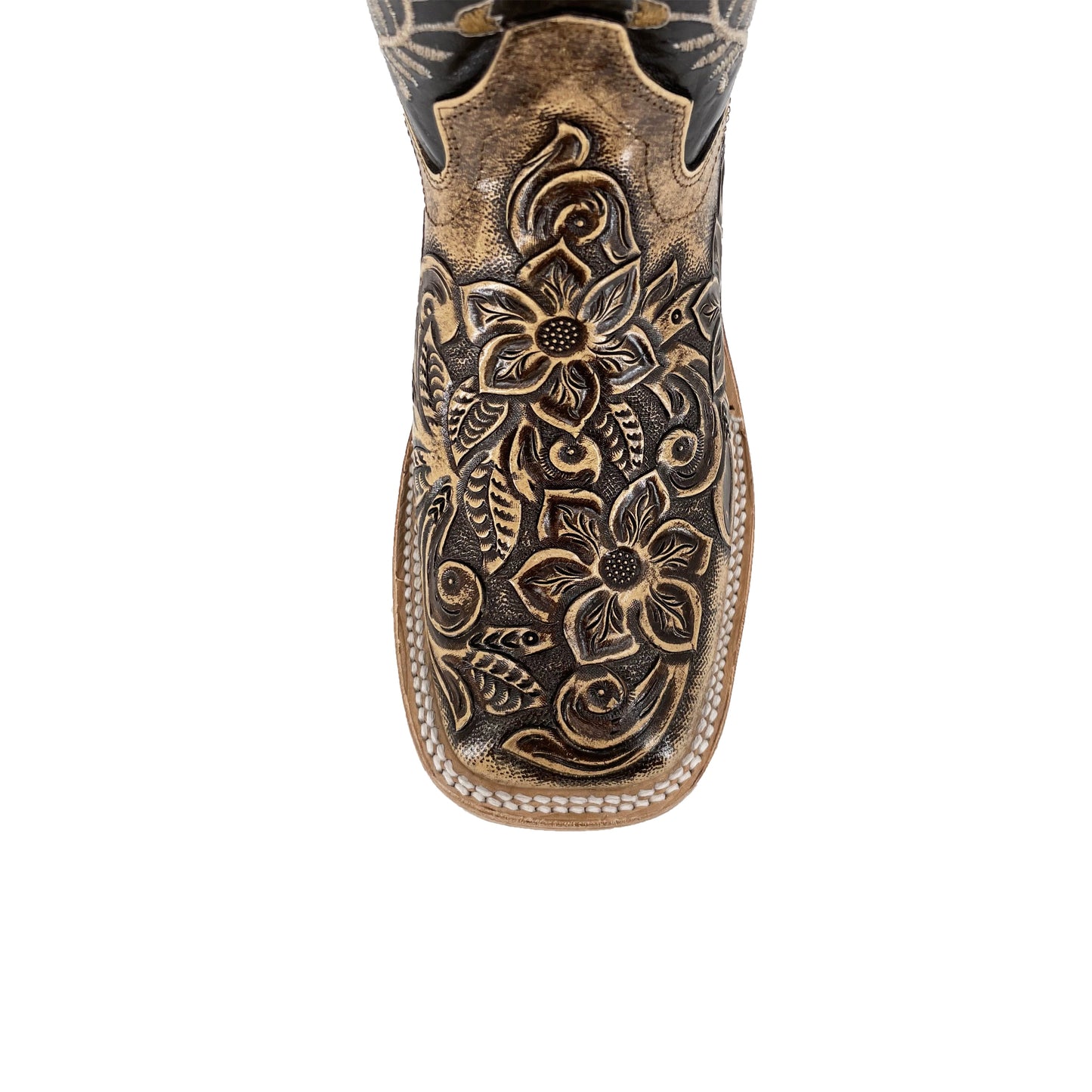 Women’s Bulldog Hand Tooled Floral Rustic Brown