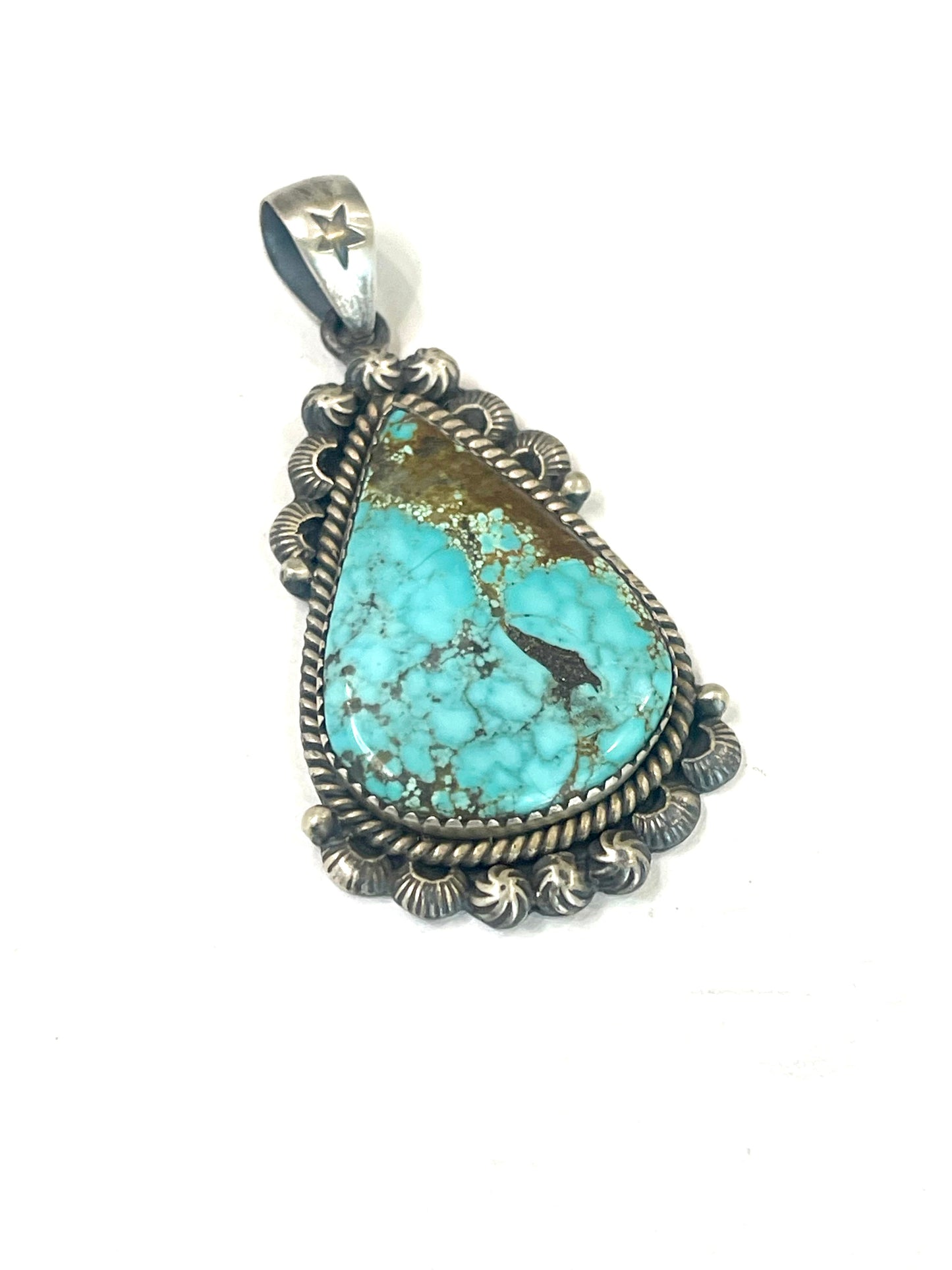 Beautiful Handmade Number 8 Turquoise & Sterling Silver Pendant