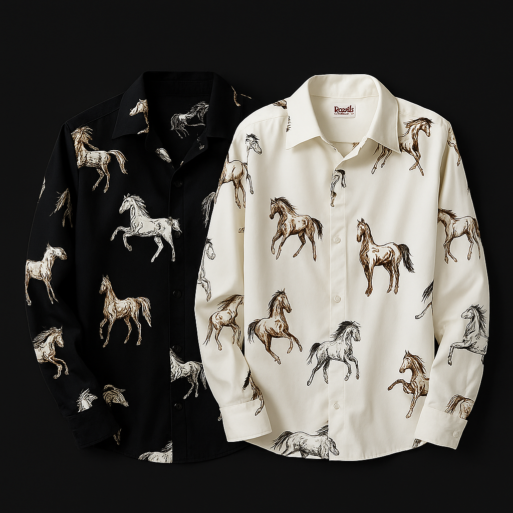 Women's Horse Shirt, Wild Horse Western Blouse, Cowgirl Button-Up Top, Rodeo Outfit, Country Concert Shirt, Western Cowgirl Clothing