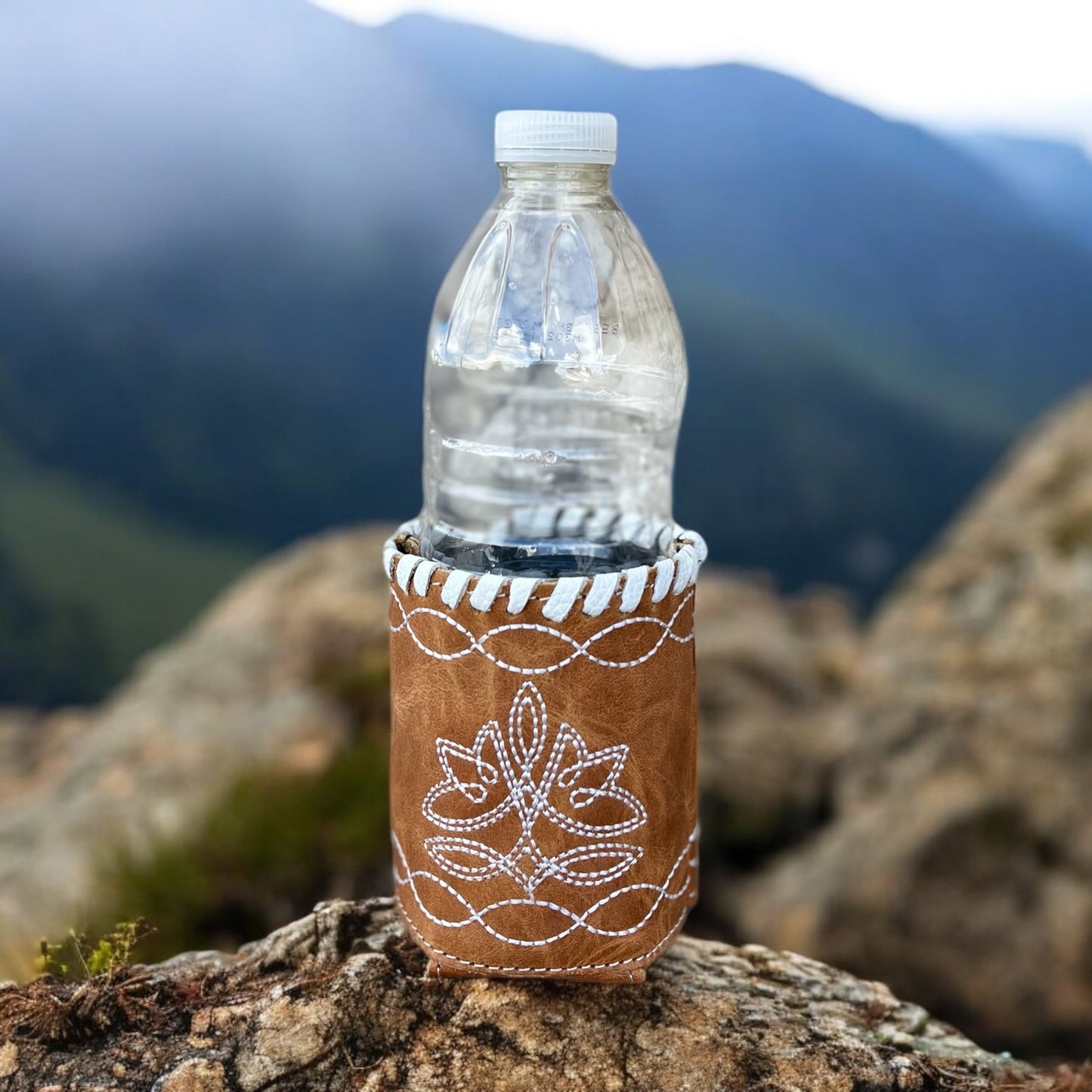 Tan BootStitch Koozie