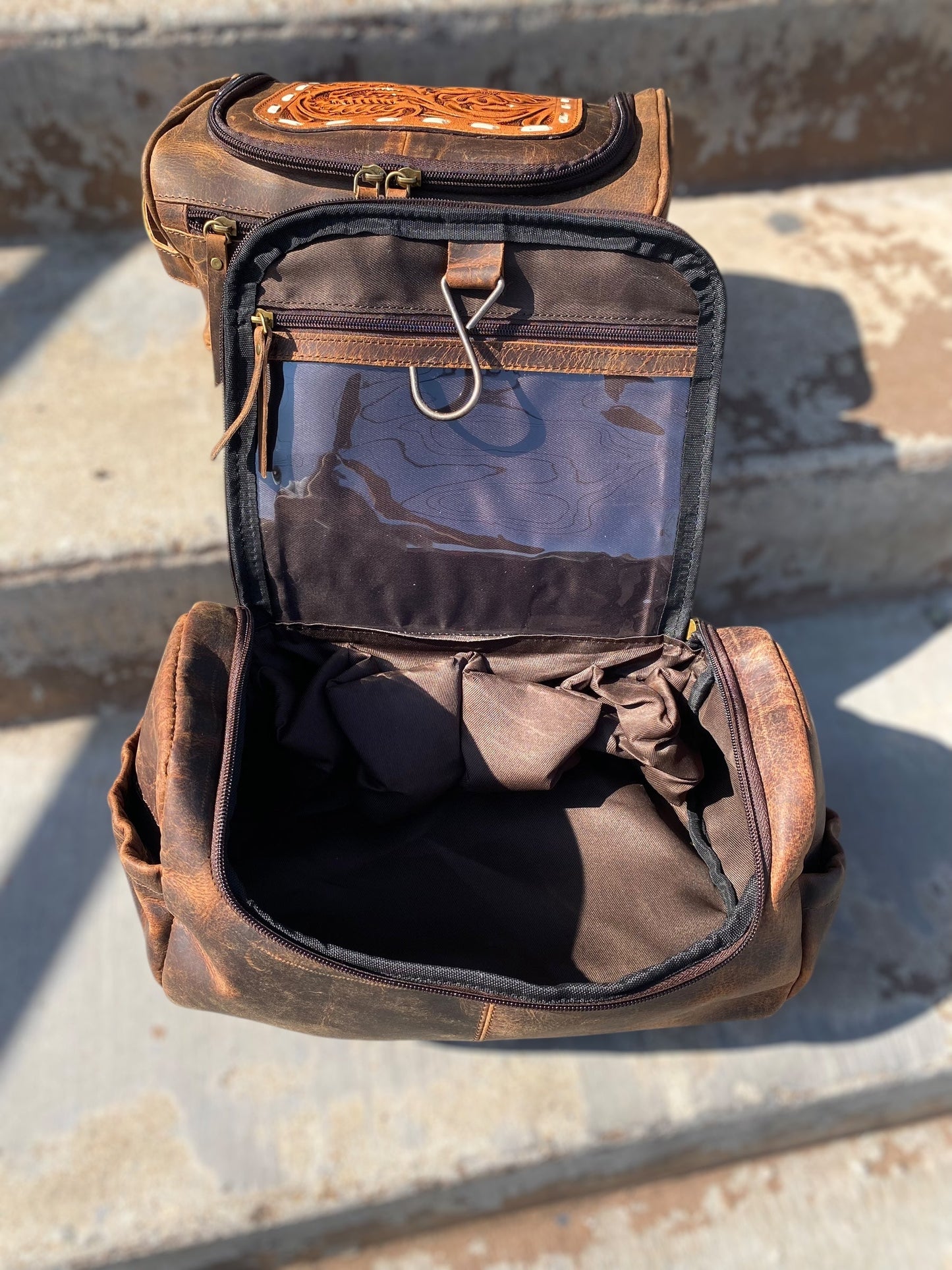 Rustic Tooled Leather Saving kit/ Toiletry