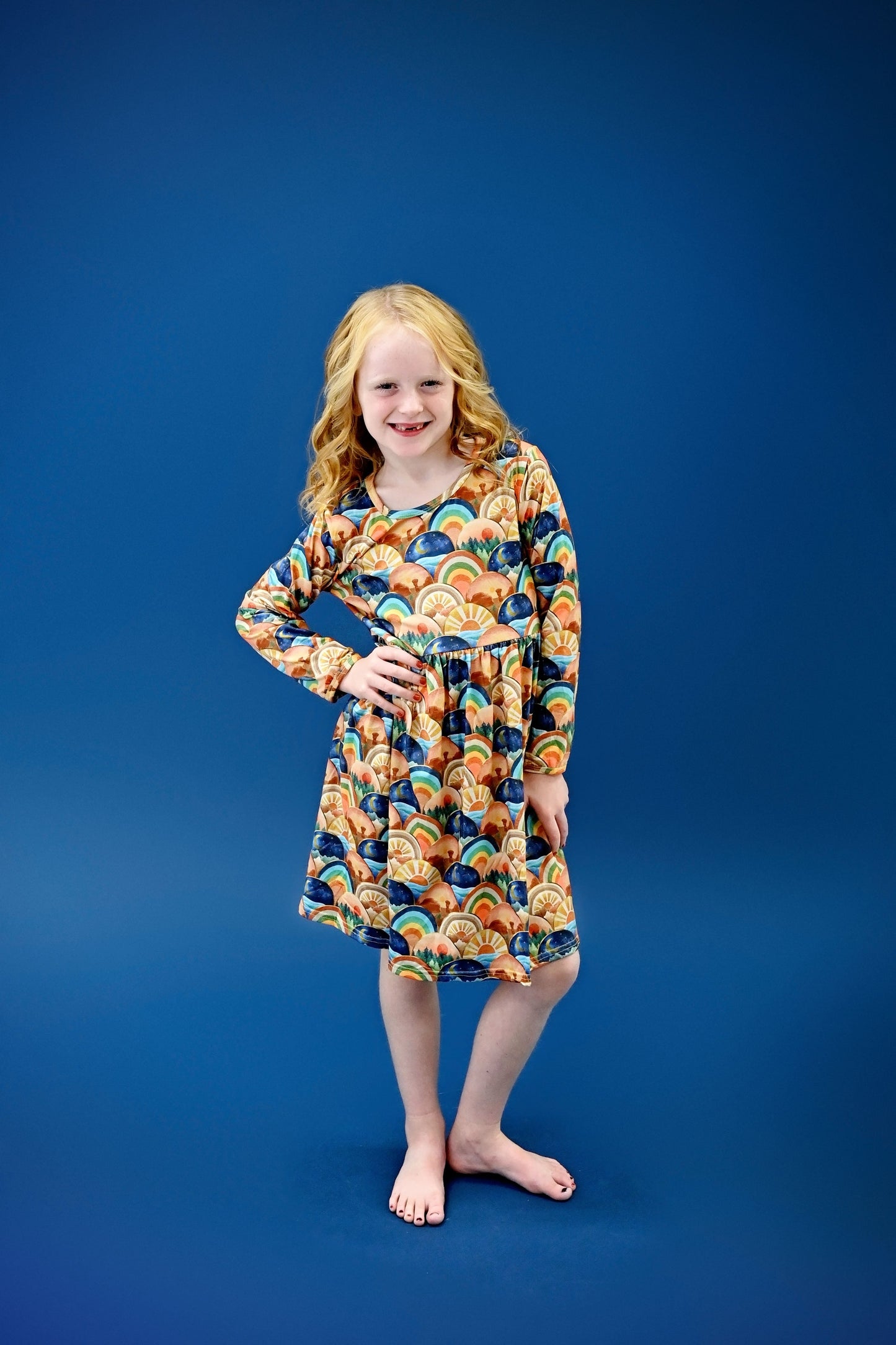 Boho Desert Long Sleeve Milk Silk Dress