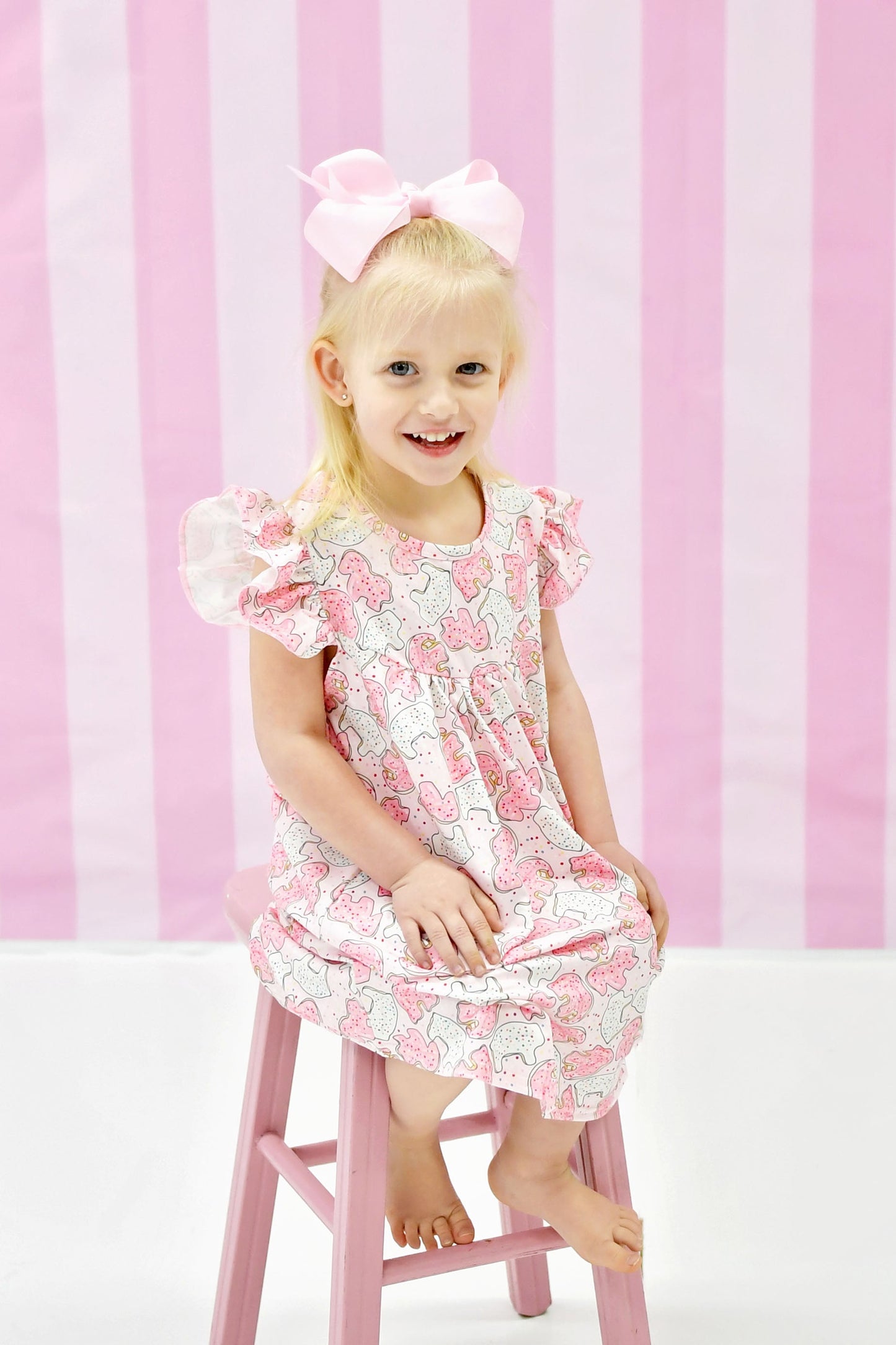 Frosted Cookie Milk Silk Flutter Dress