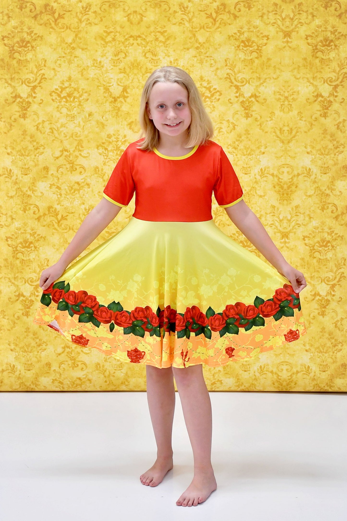 Belle Short Sleeve Milk Silk Twirl Dress