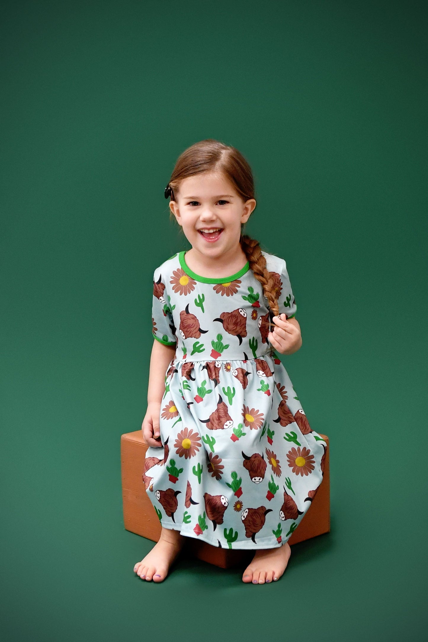 Fall Longhorn Short Sleeve Milk Silk Dress