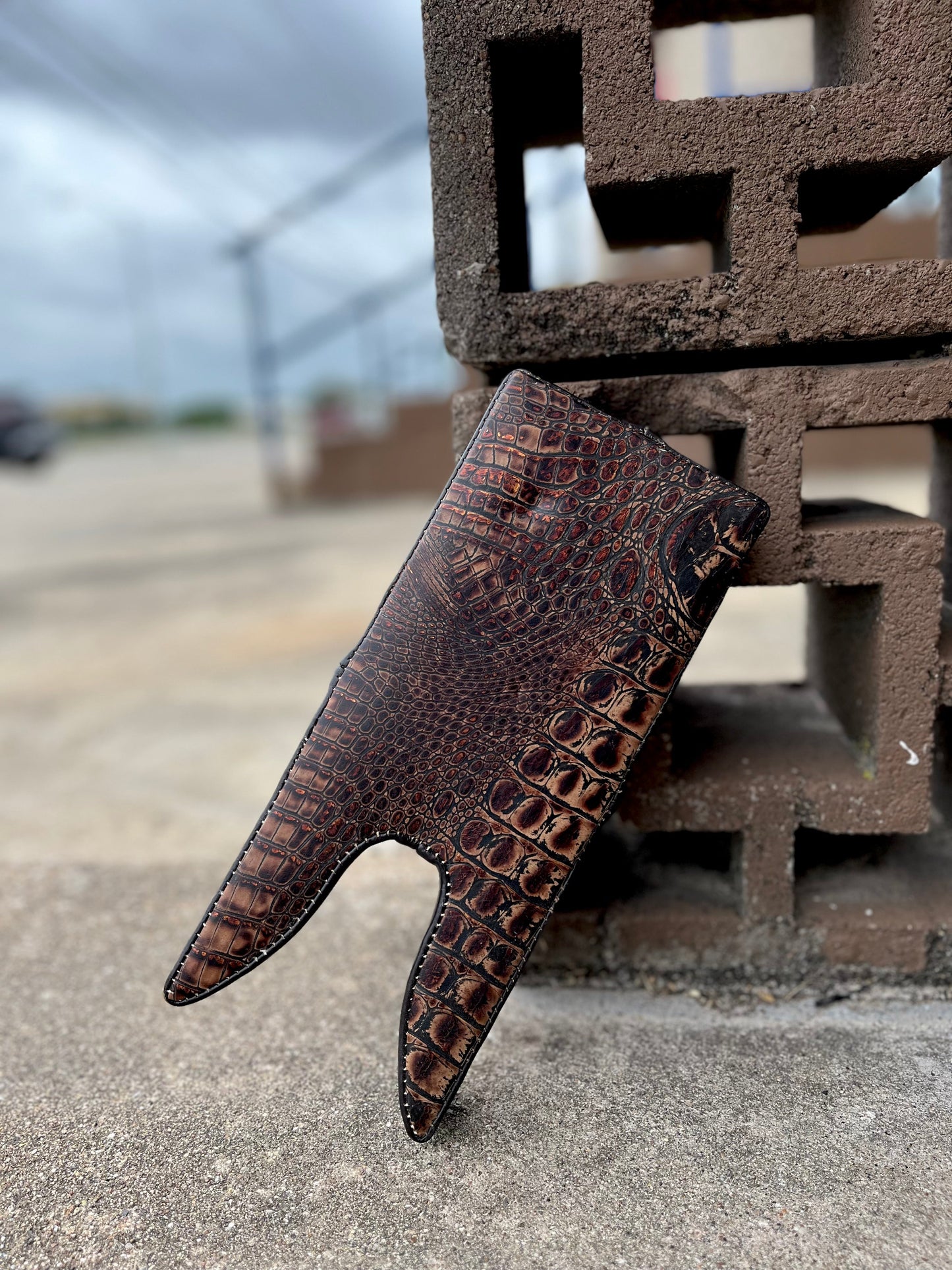 Brown caiman boot jack