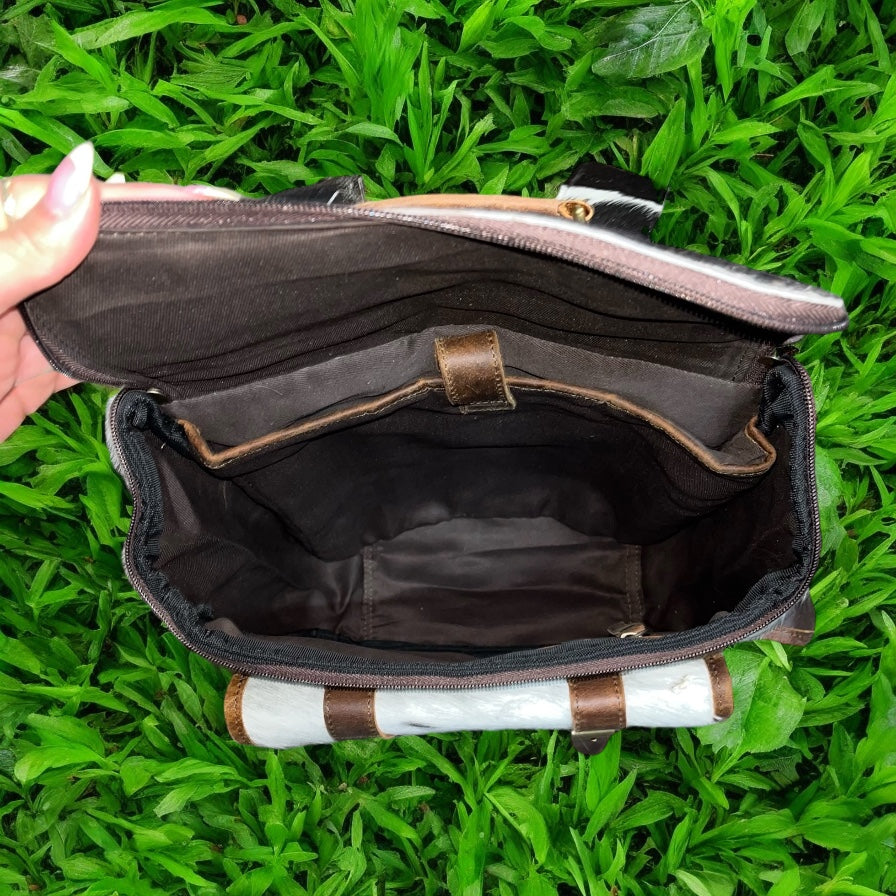 Cowhide rustic leather backpack