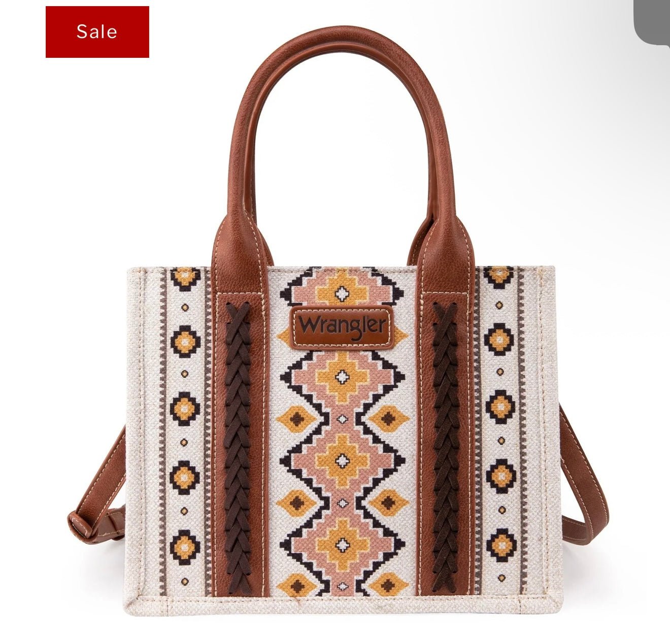 Wrangler Ladies Southwestern Small Brown Crossbody Tote Bag WG2202-8120SCF