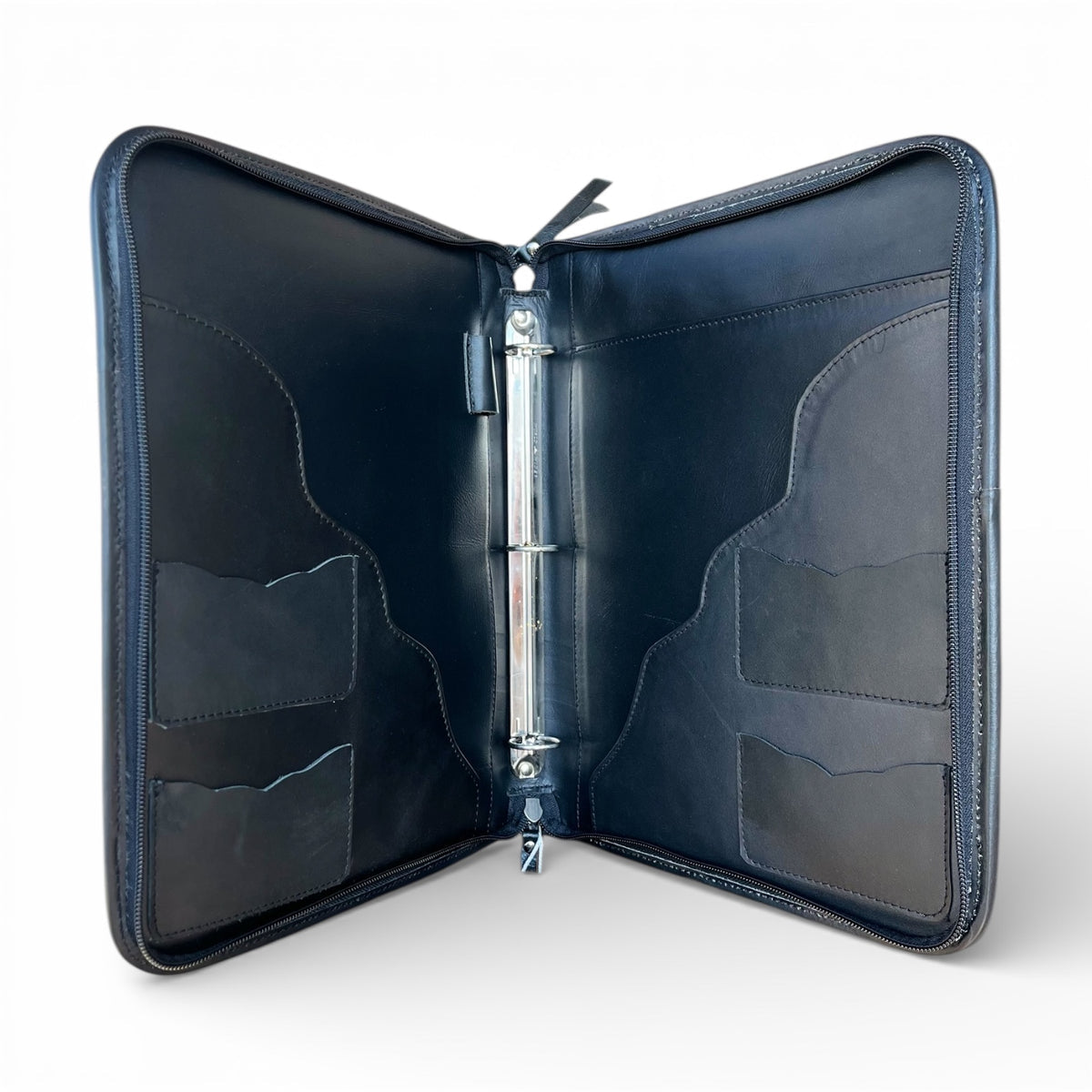 CHECKER TOOLED LEATHER ZIPPER PLANNER