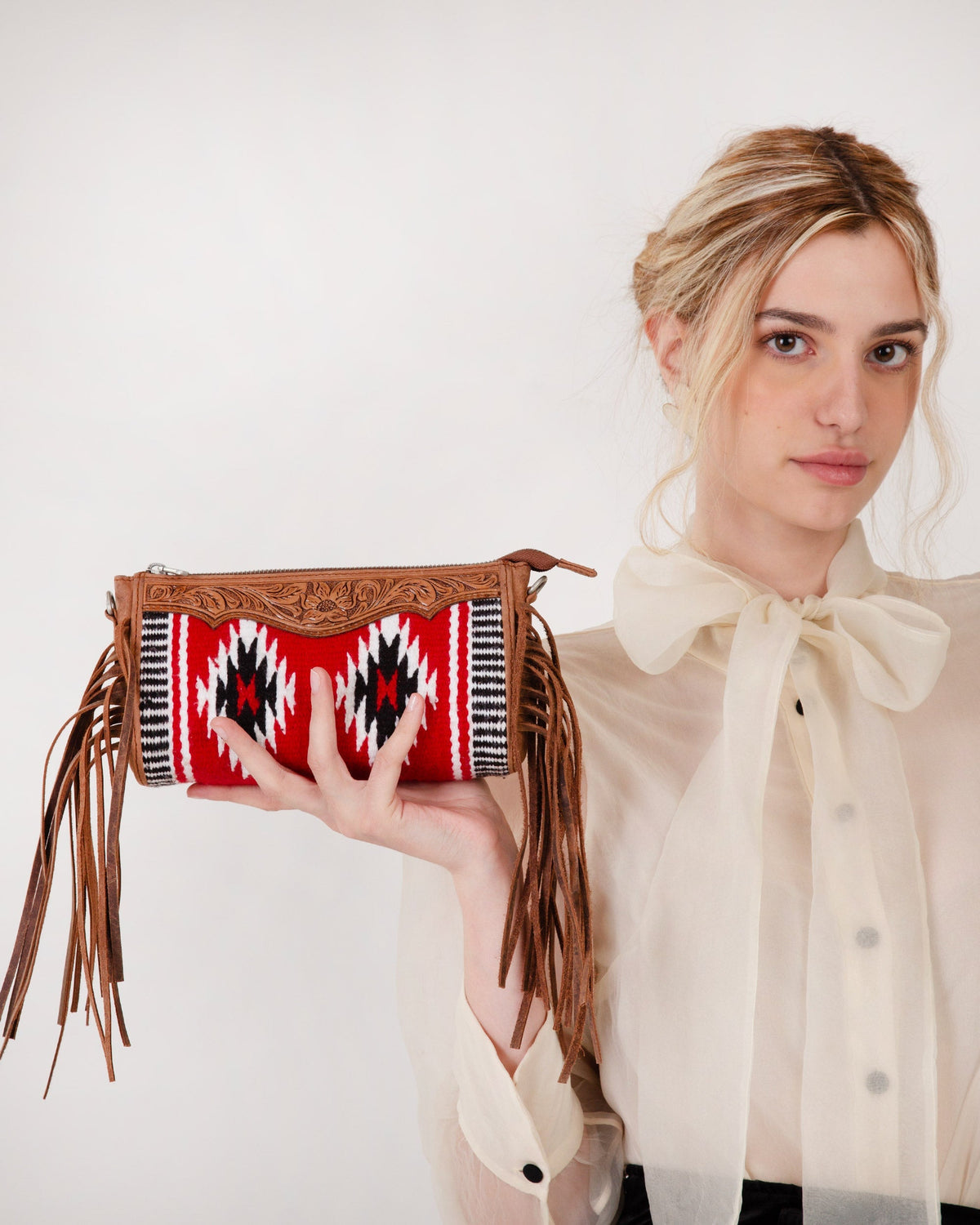 Loyal West Gloriana Mini Purse Red Wool And Calfskin