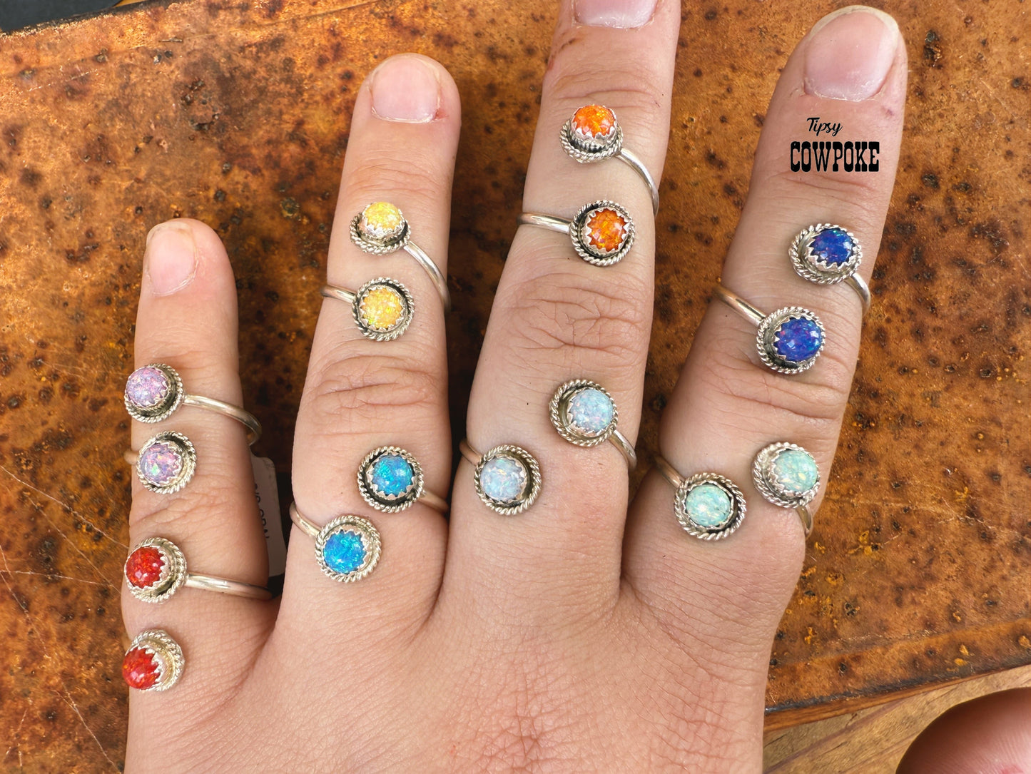 Double Daisy Red Opal Adjustable Ring