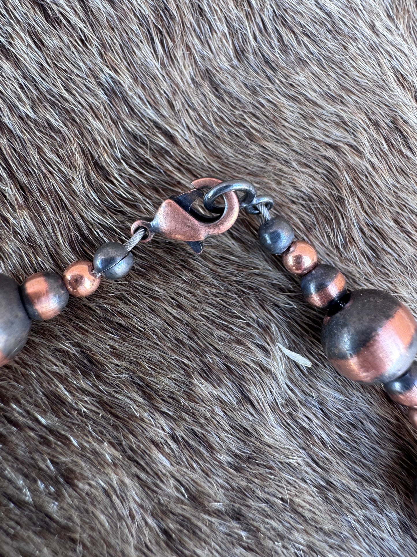 Handcrafted Copper 3-8mm Beaded Bracelet 7.5"