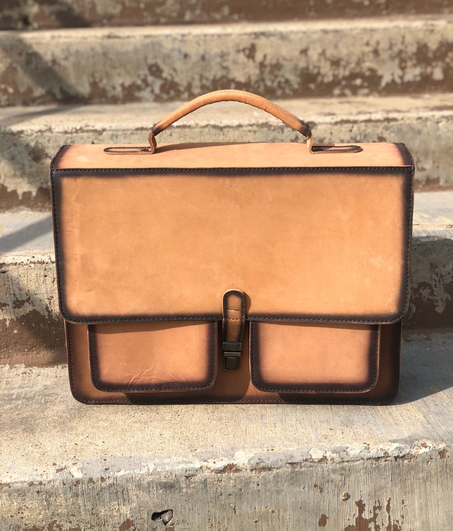 Classic Burn Tooled Leather briefcase