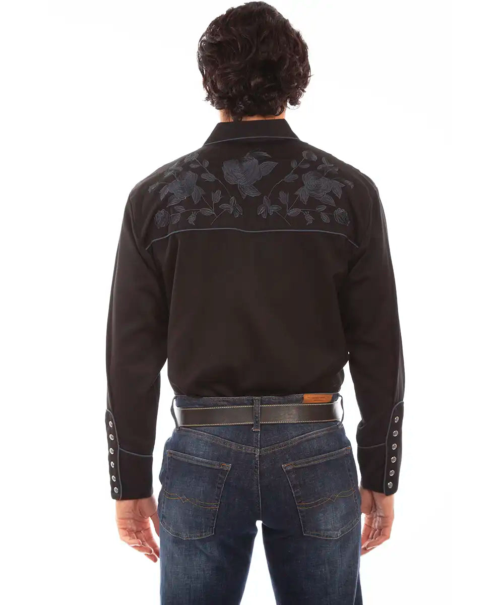 Scully Midnight Bloom - Embroidered Men's Western Shirt