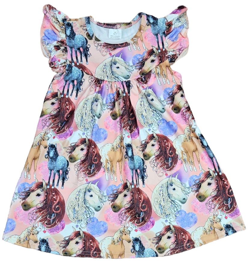 Horse Head Milk Silk Flutter Dress