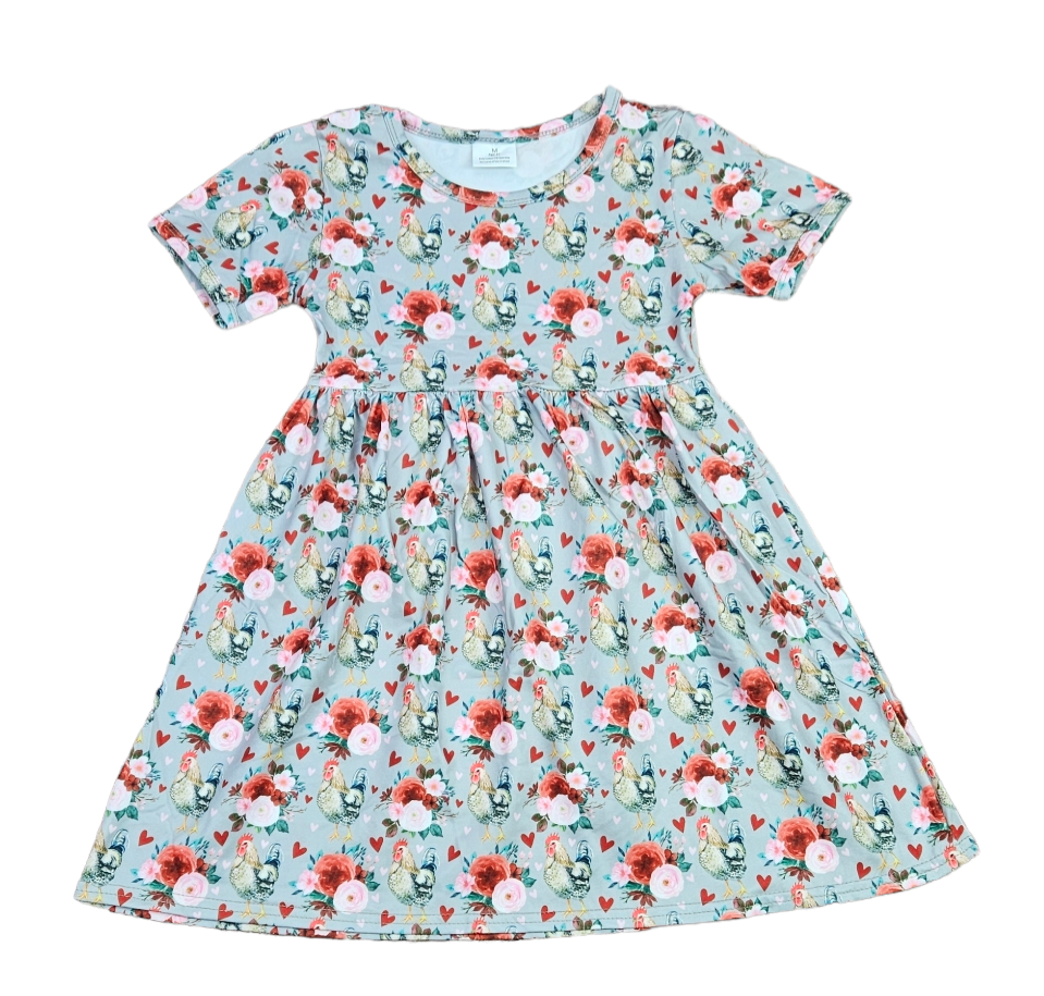 Poultry Love Short Sleeve Milk Silk Dress