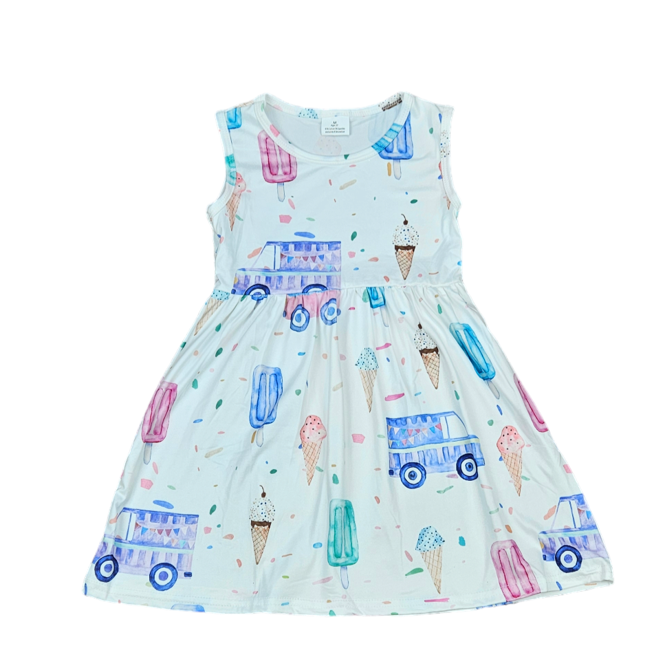 Ice Cream Truck Milk Silk Tank Dress