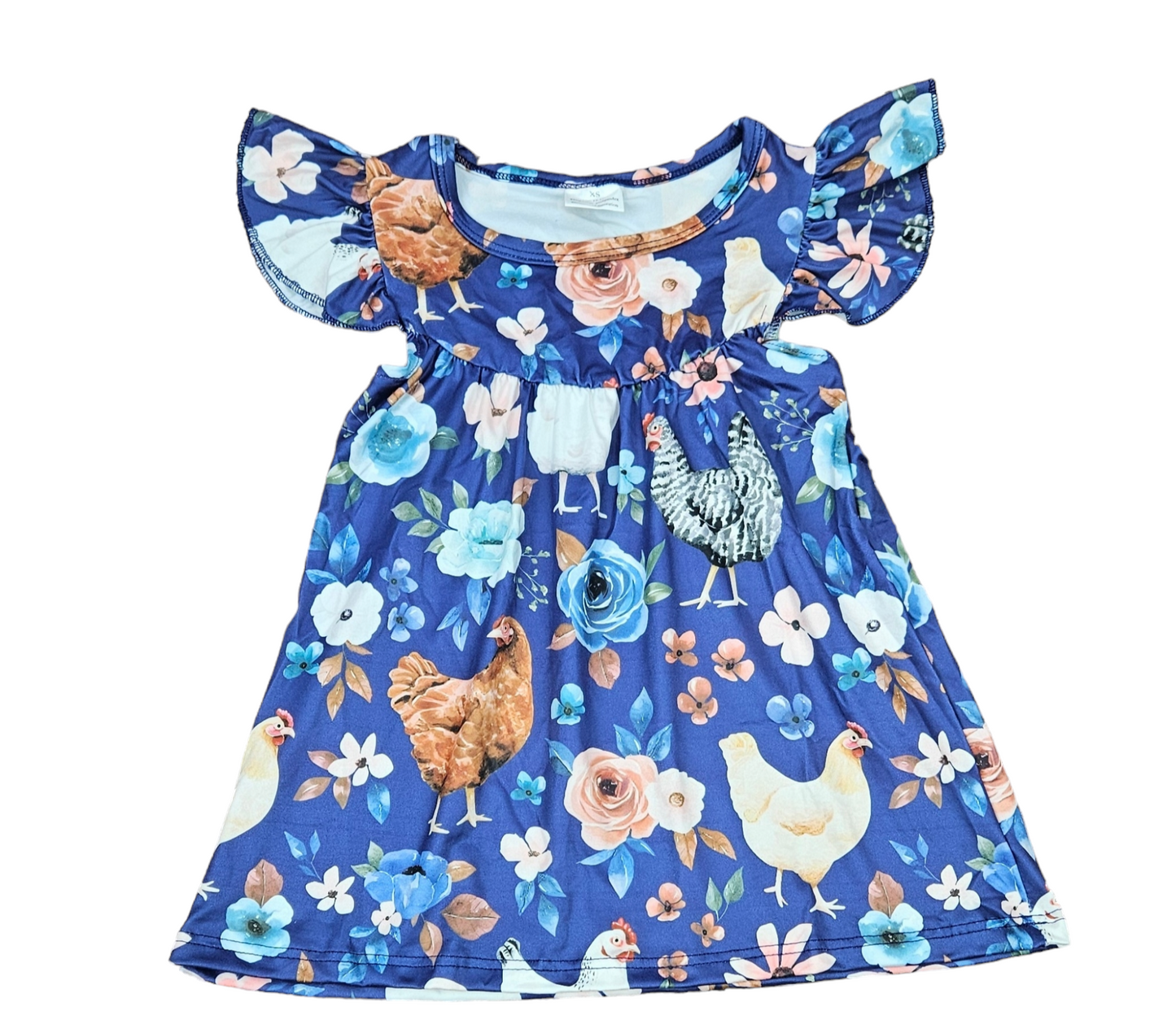 Blue Chicken Milk Silk Flutter Dress