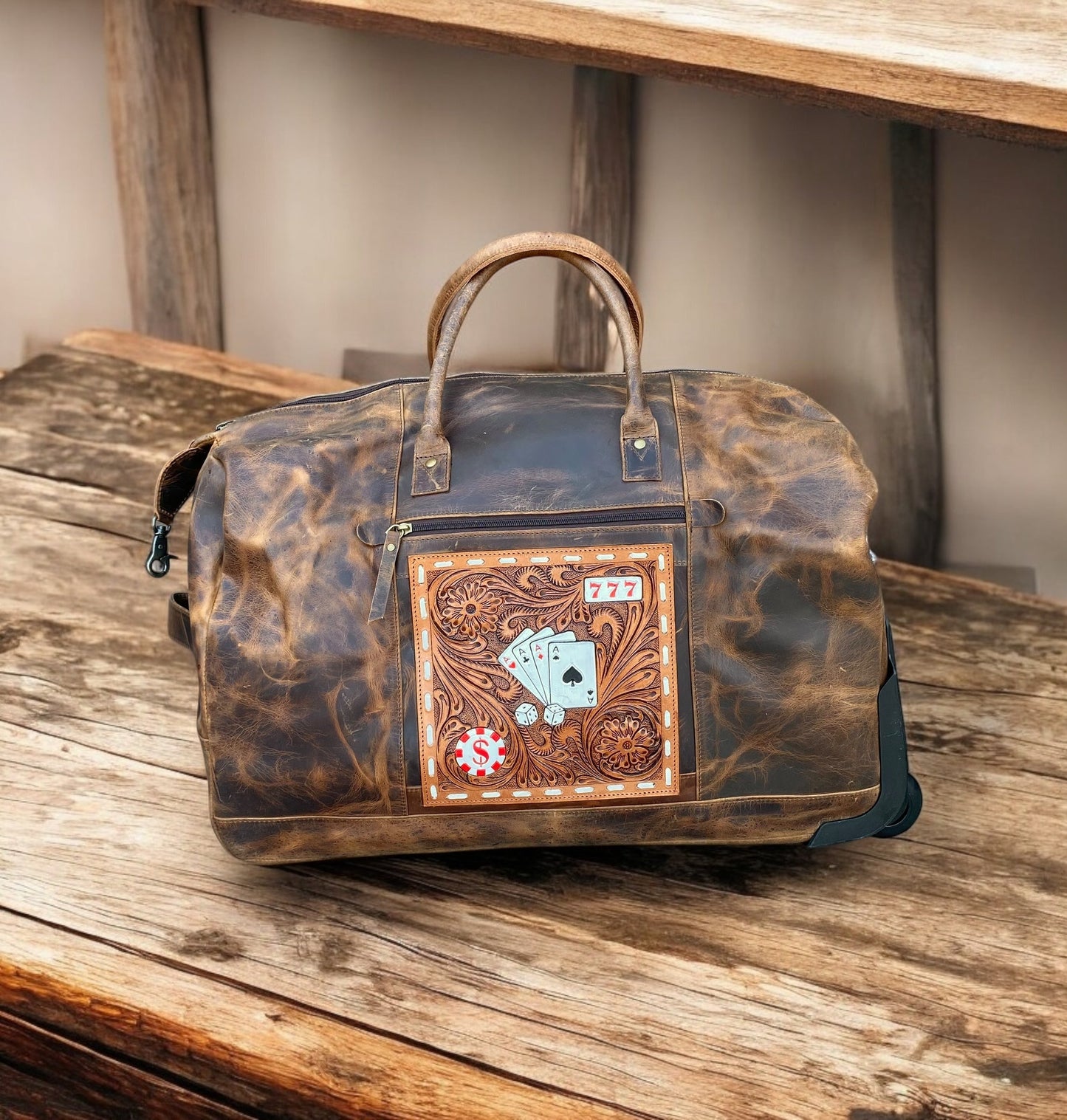 Rustic Rolling Luggage Duffle Bag Cards