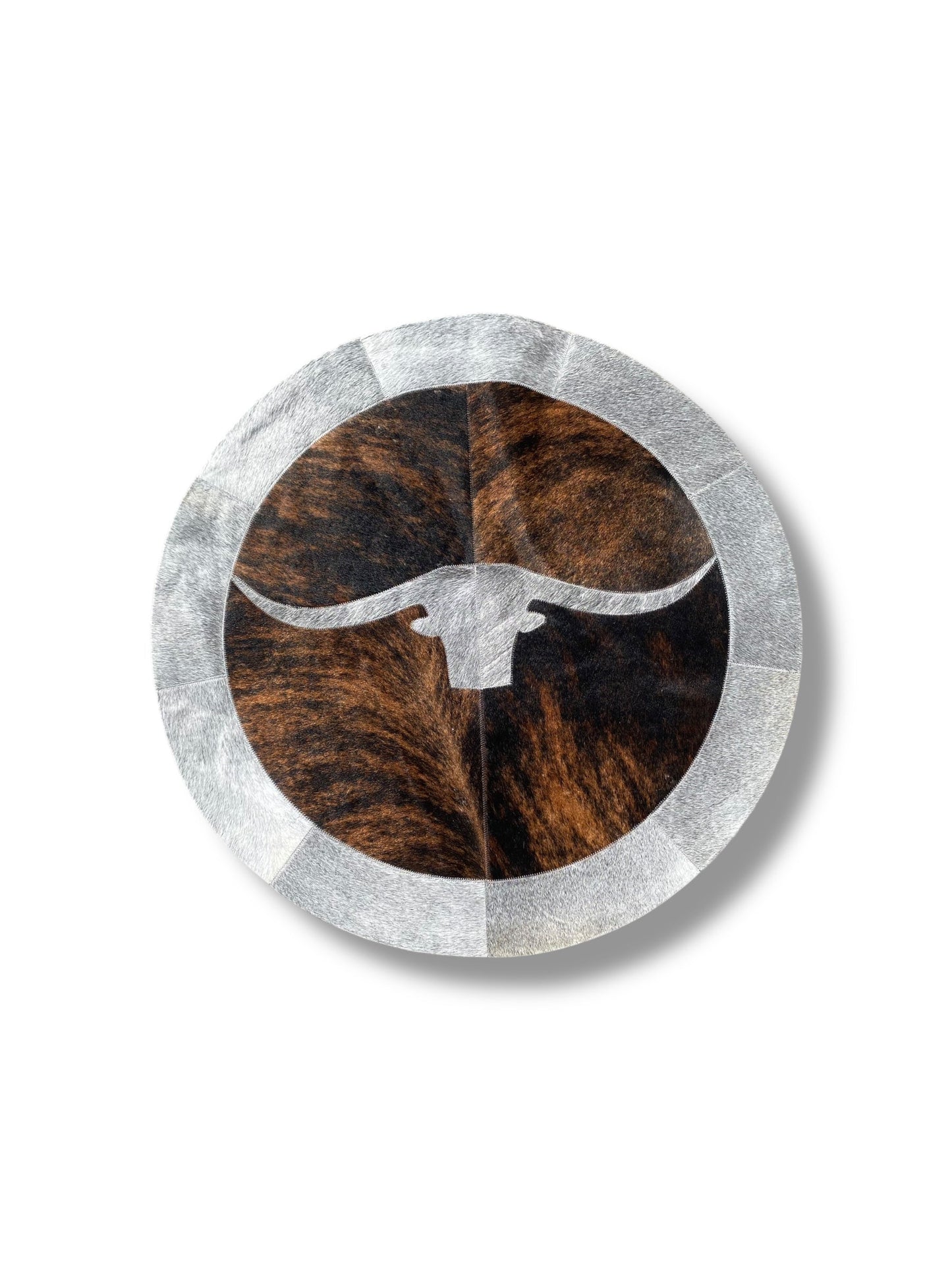 Highland Cow Round Cowhide Patchwork 3’
