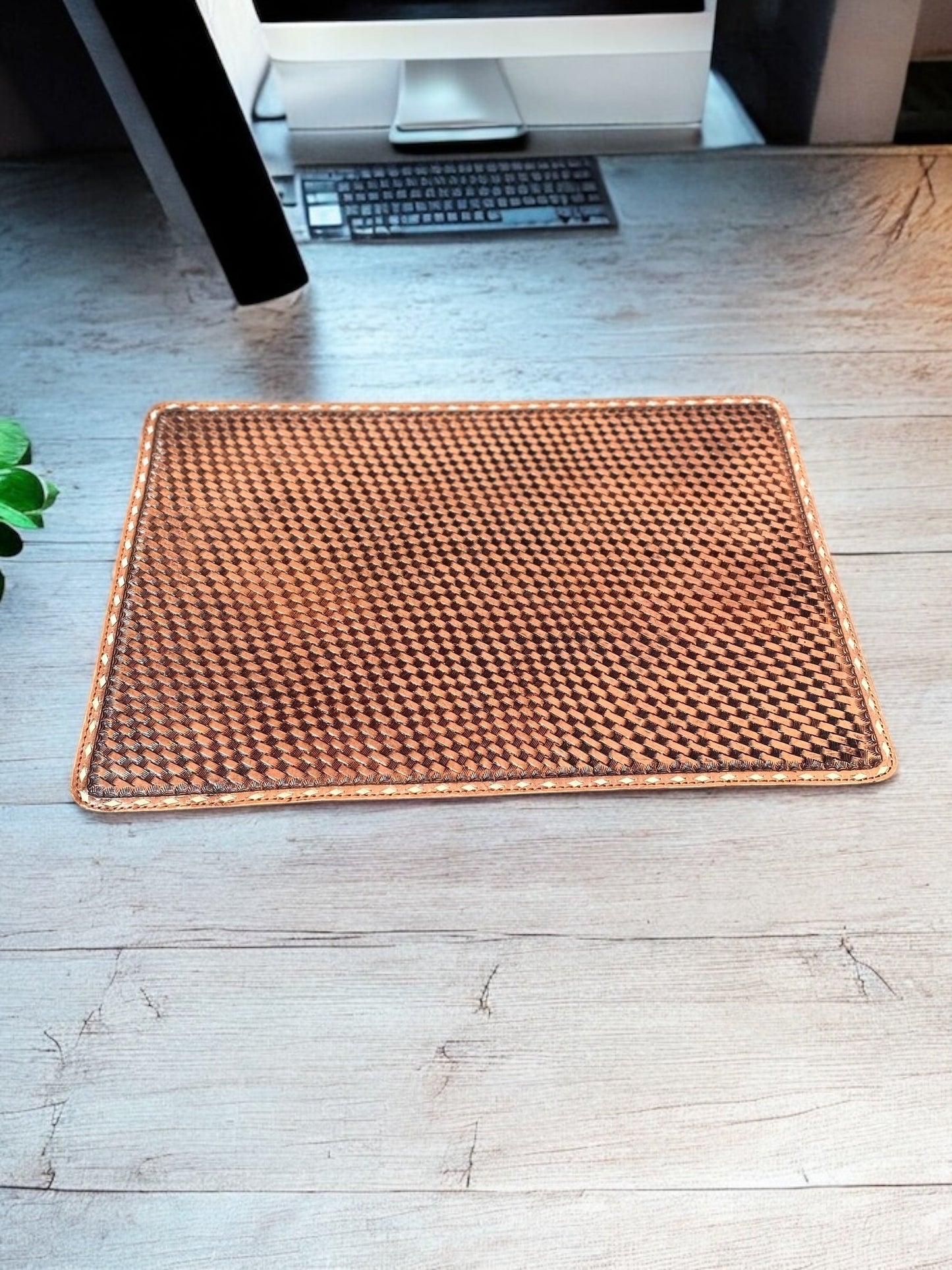 Tooled Leather Desktop Mat