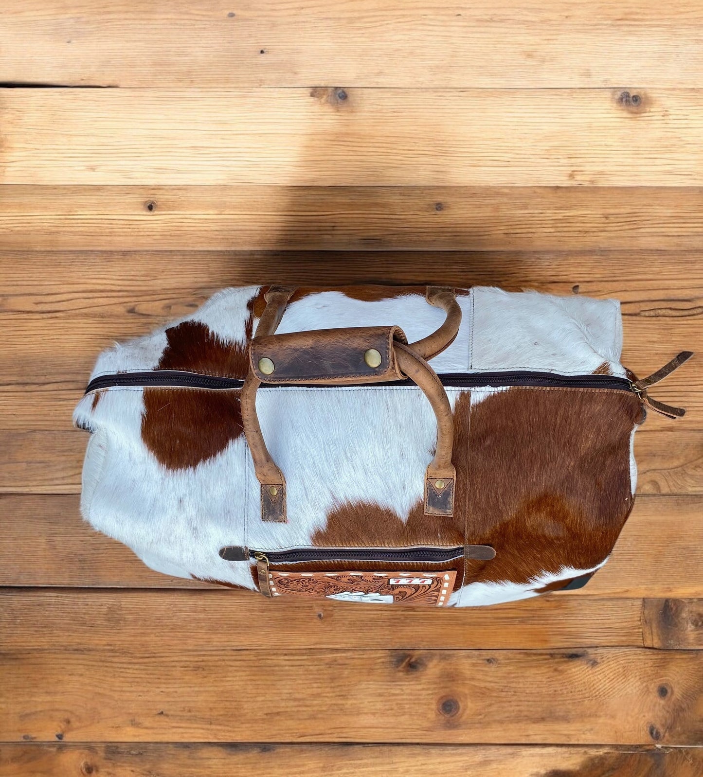 Cowhide Rolling Luggage Duffle Bag Cards