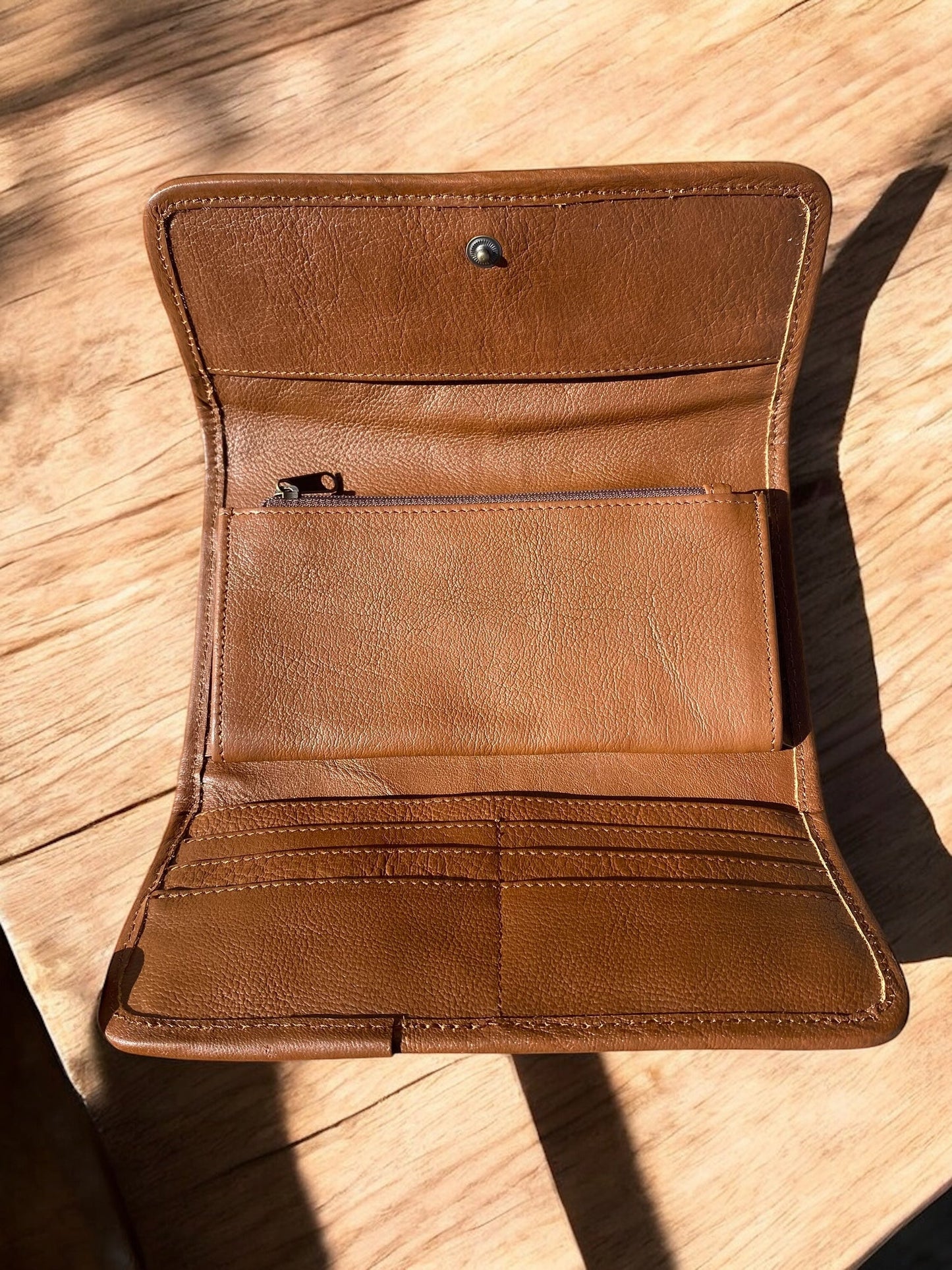 Tan Tooled Leather Floral Women's Wallet