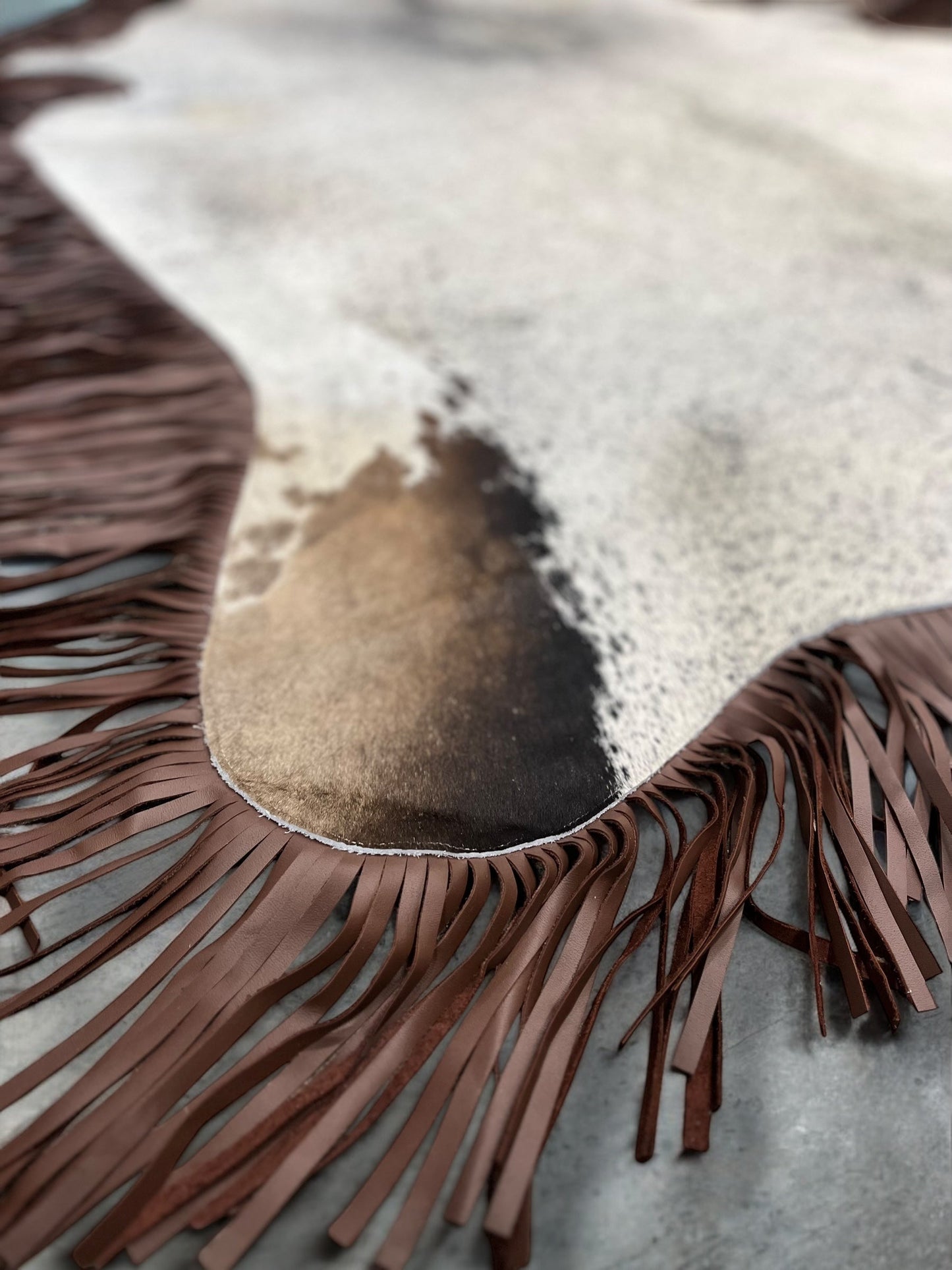Brown Fringe Cowhide Rug