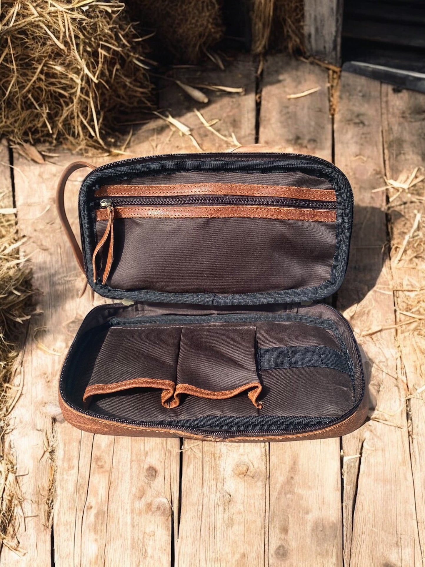 Rust Leather Toiletry Bag