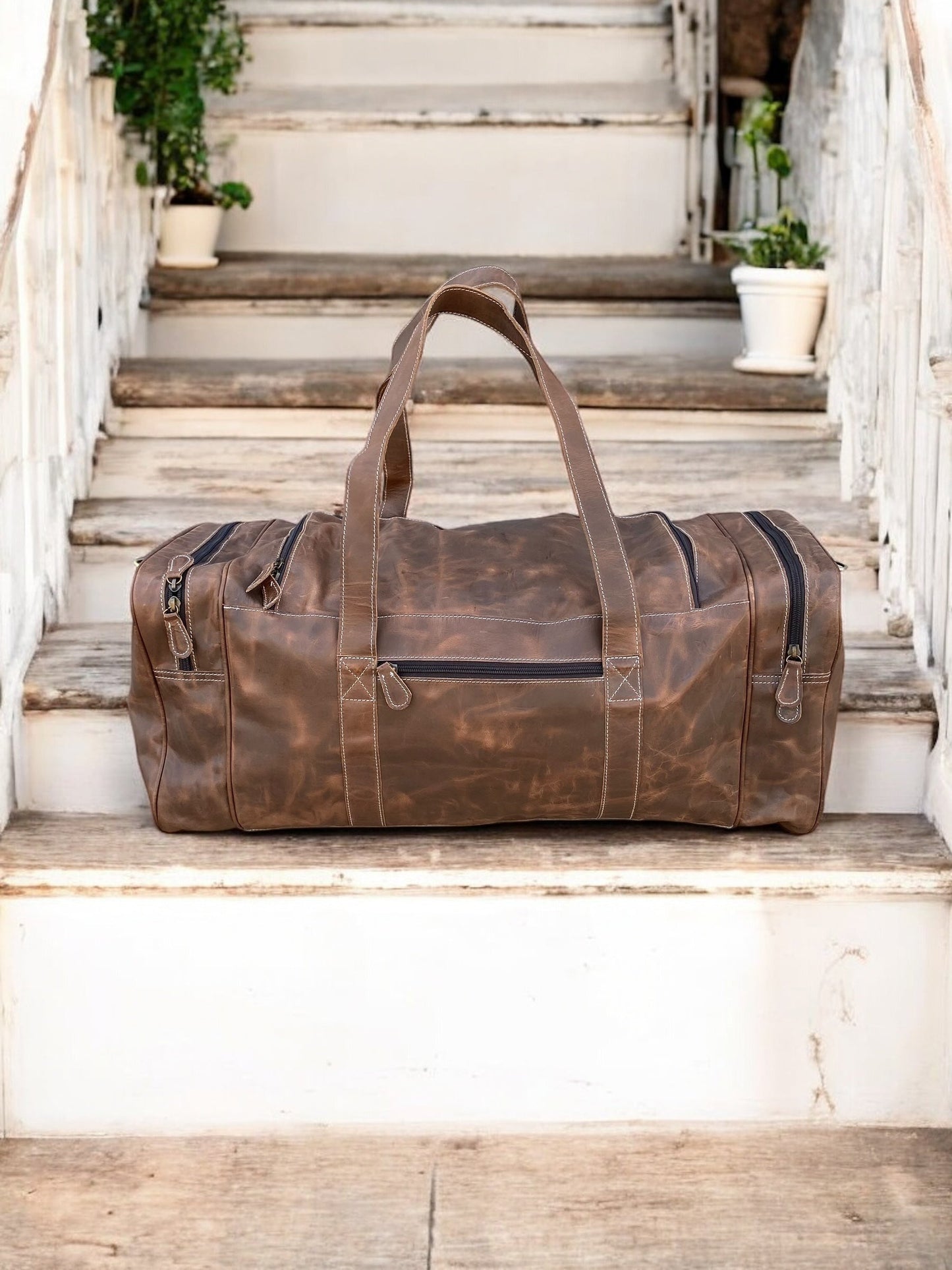 Vintage Leather Duffle Bag