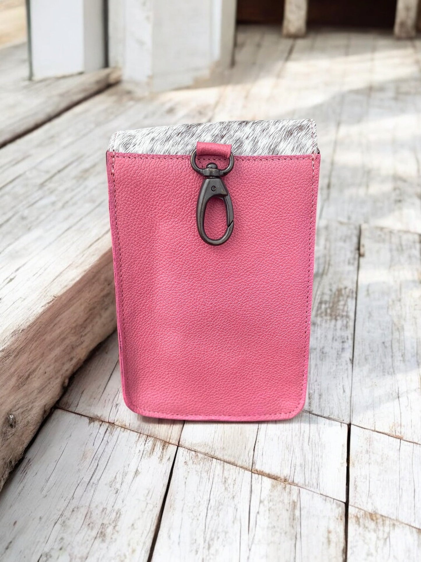 Pink Tooled & Cowhide Crossbody