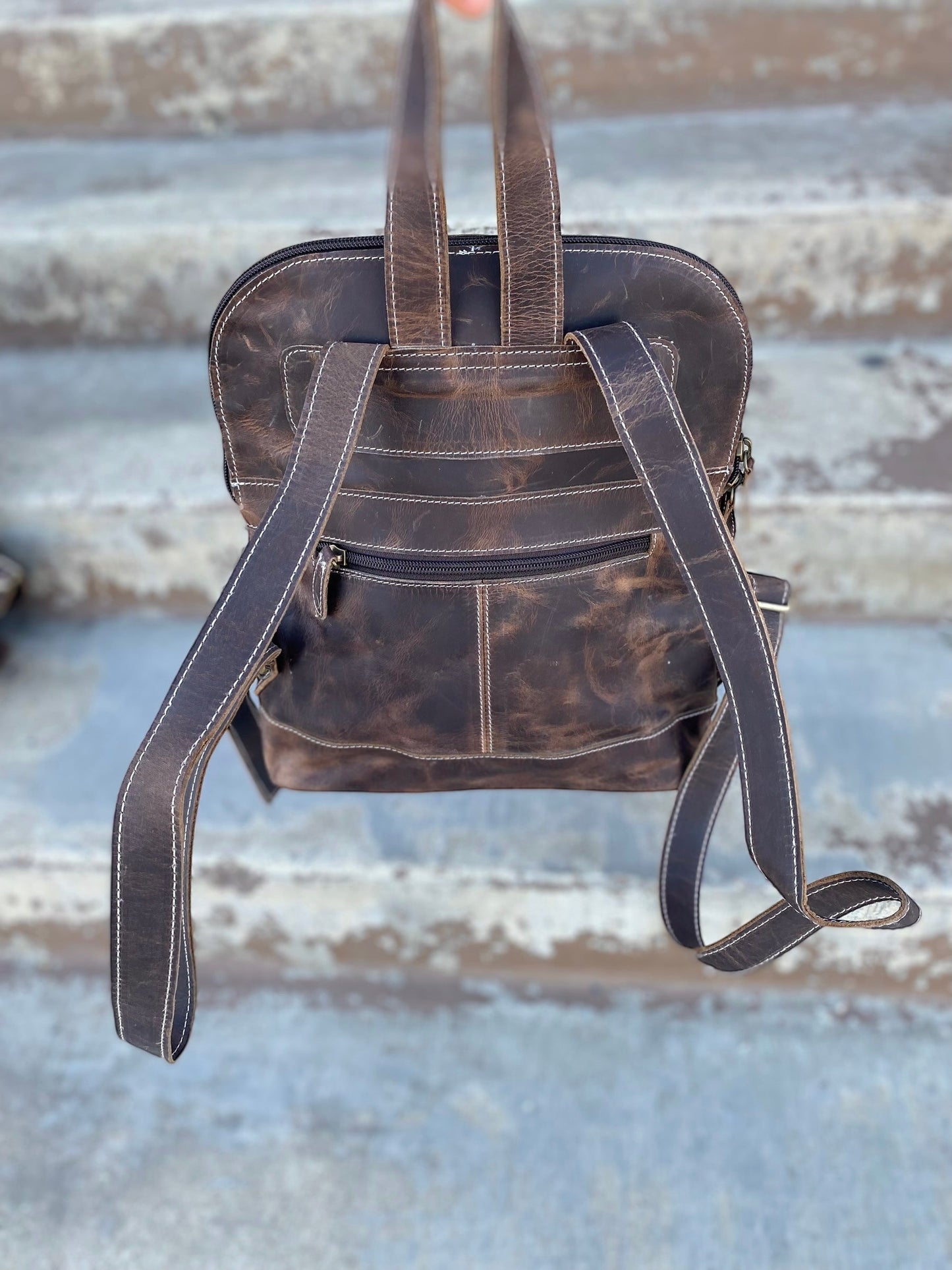 Mini Vintage Leather Cactus Backpack