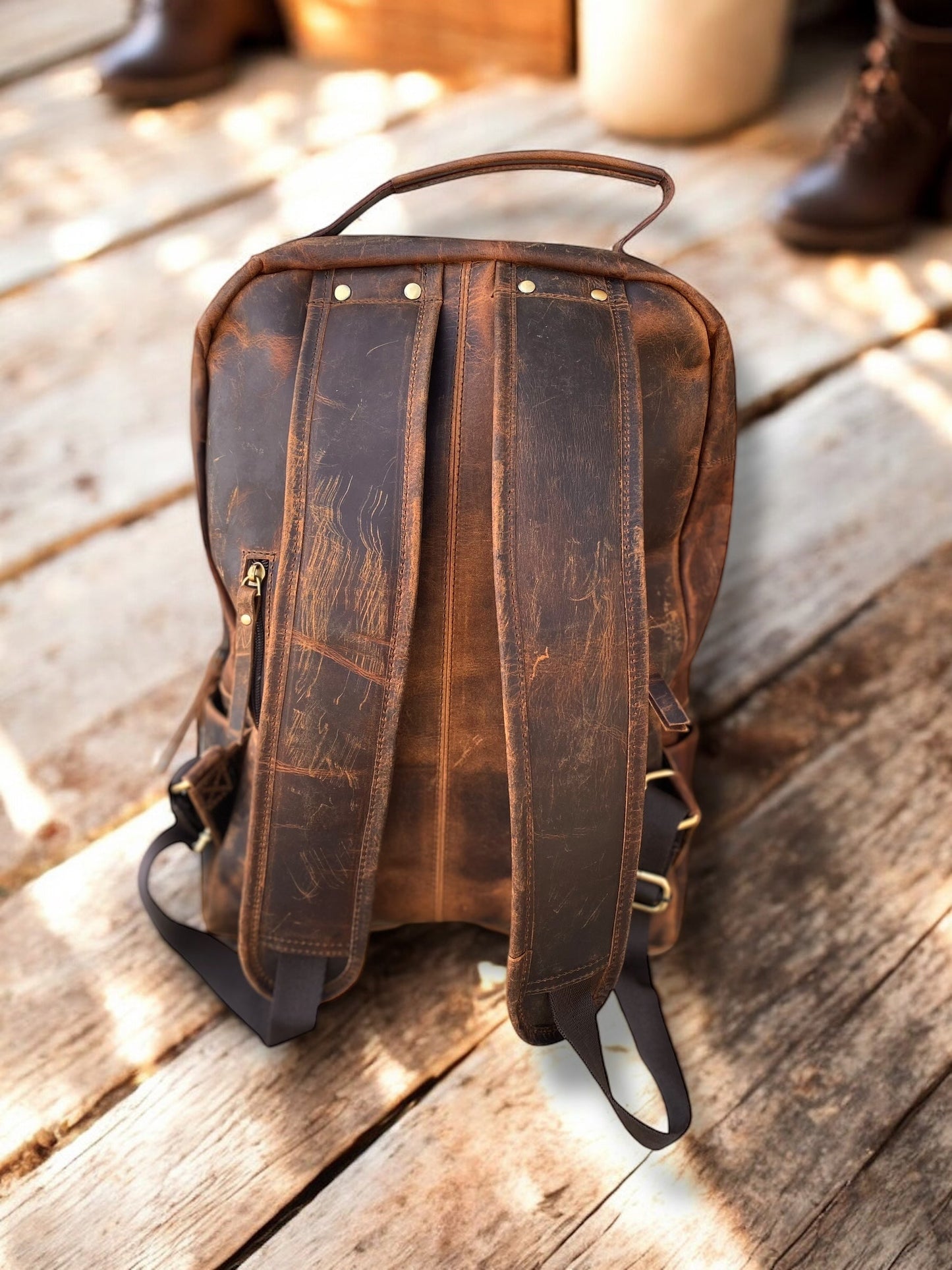 Rustic Leather Backpack
