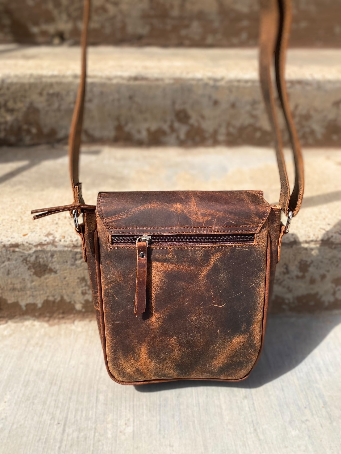Mini Stone Vintage Leather Cowhide Crossbody Bag
