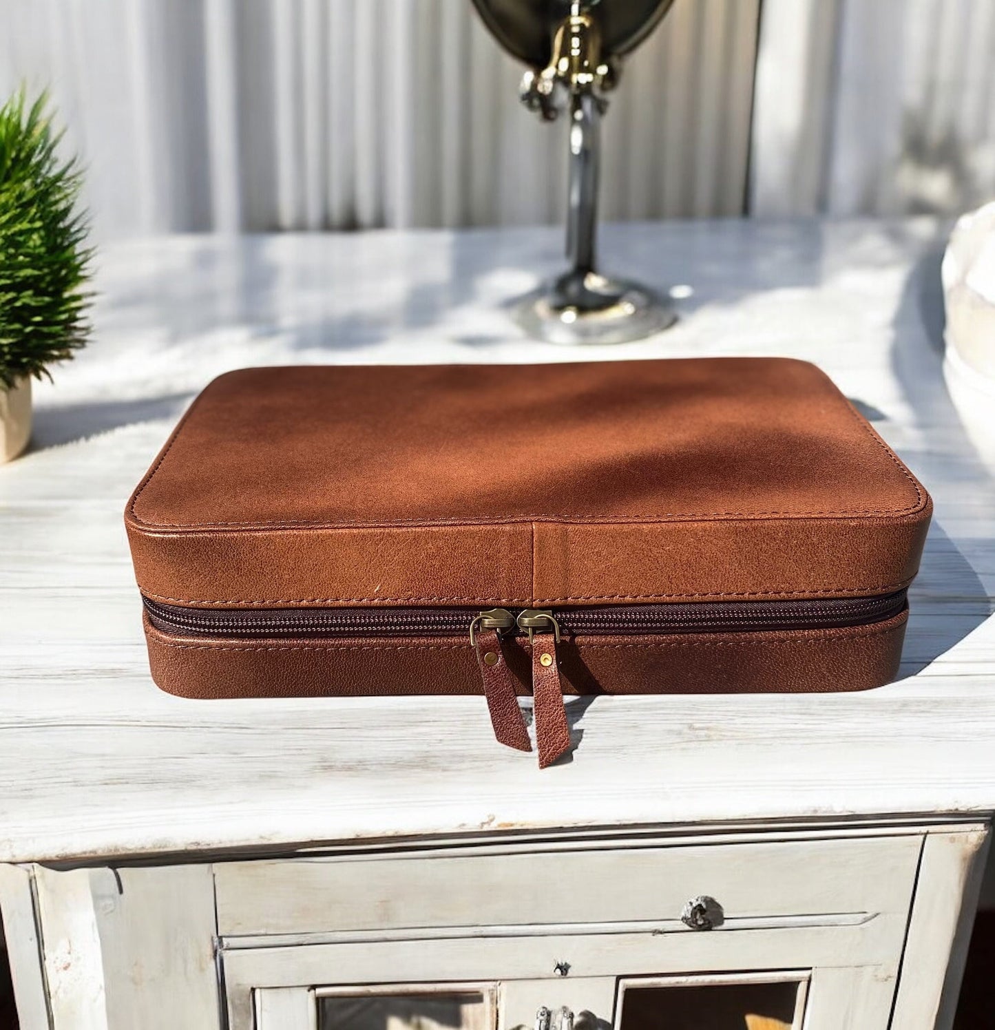 Brown Leather Jewelry Case