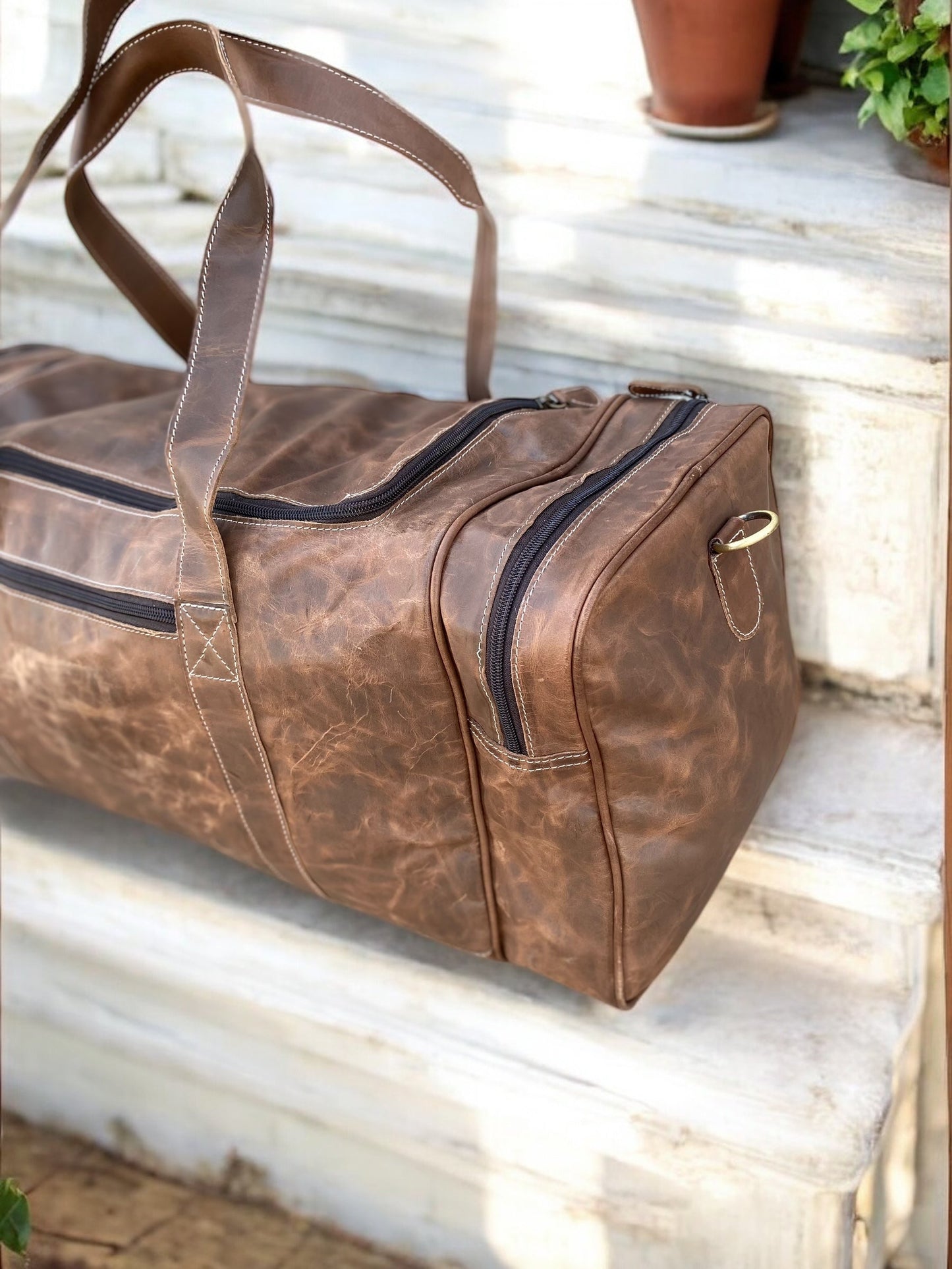 Vintage Leather Duffle Bag