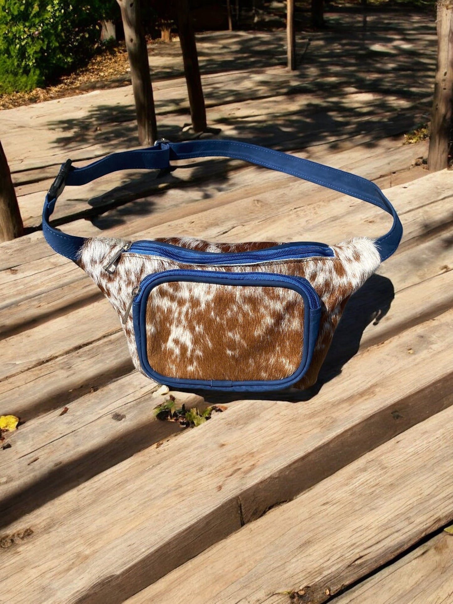 Navy Blue Cowhide Fanny Pack
