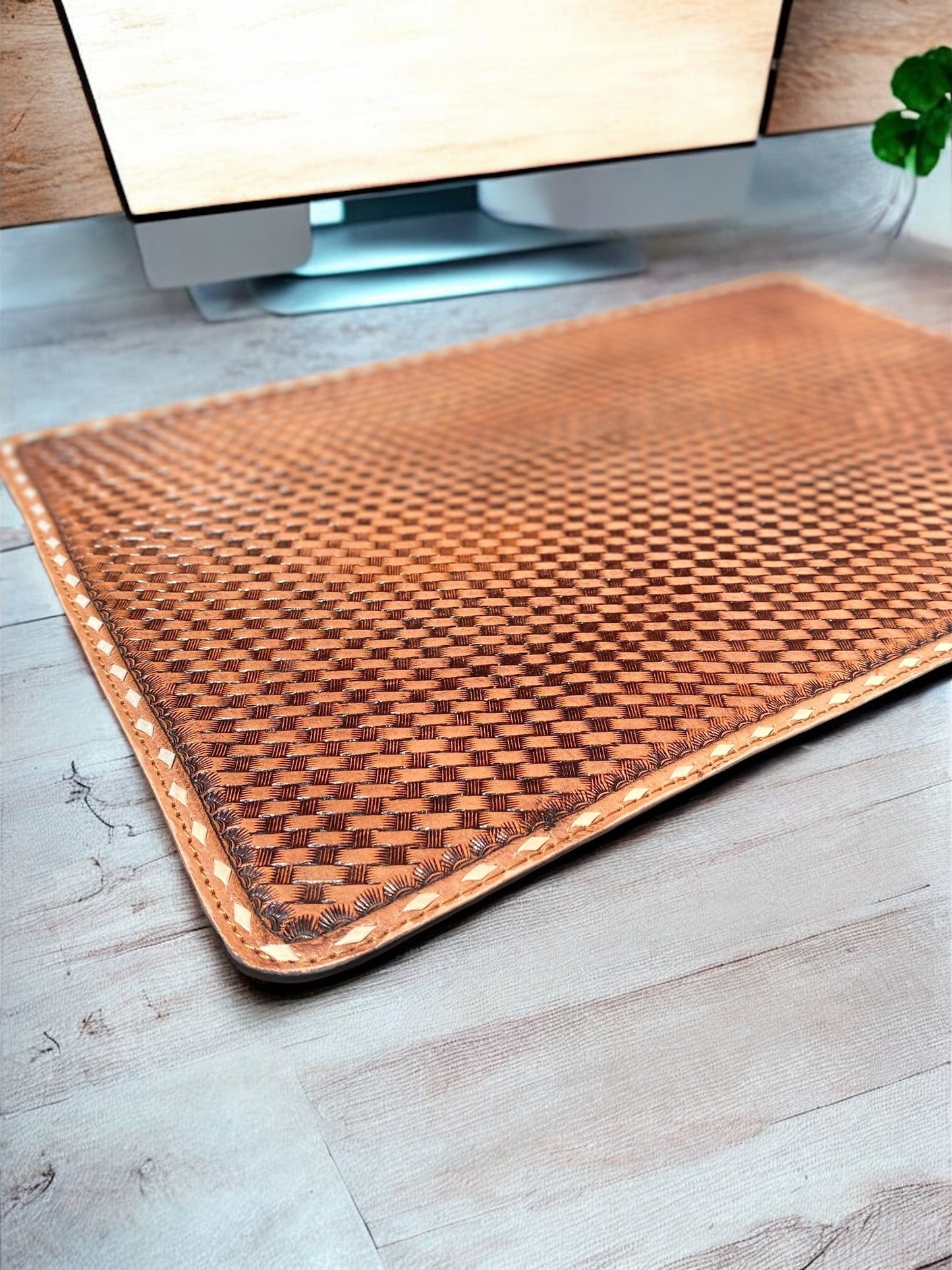 Tooled Leather Desktop Mat
