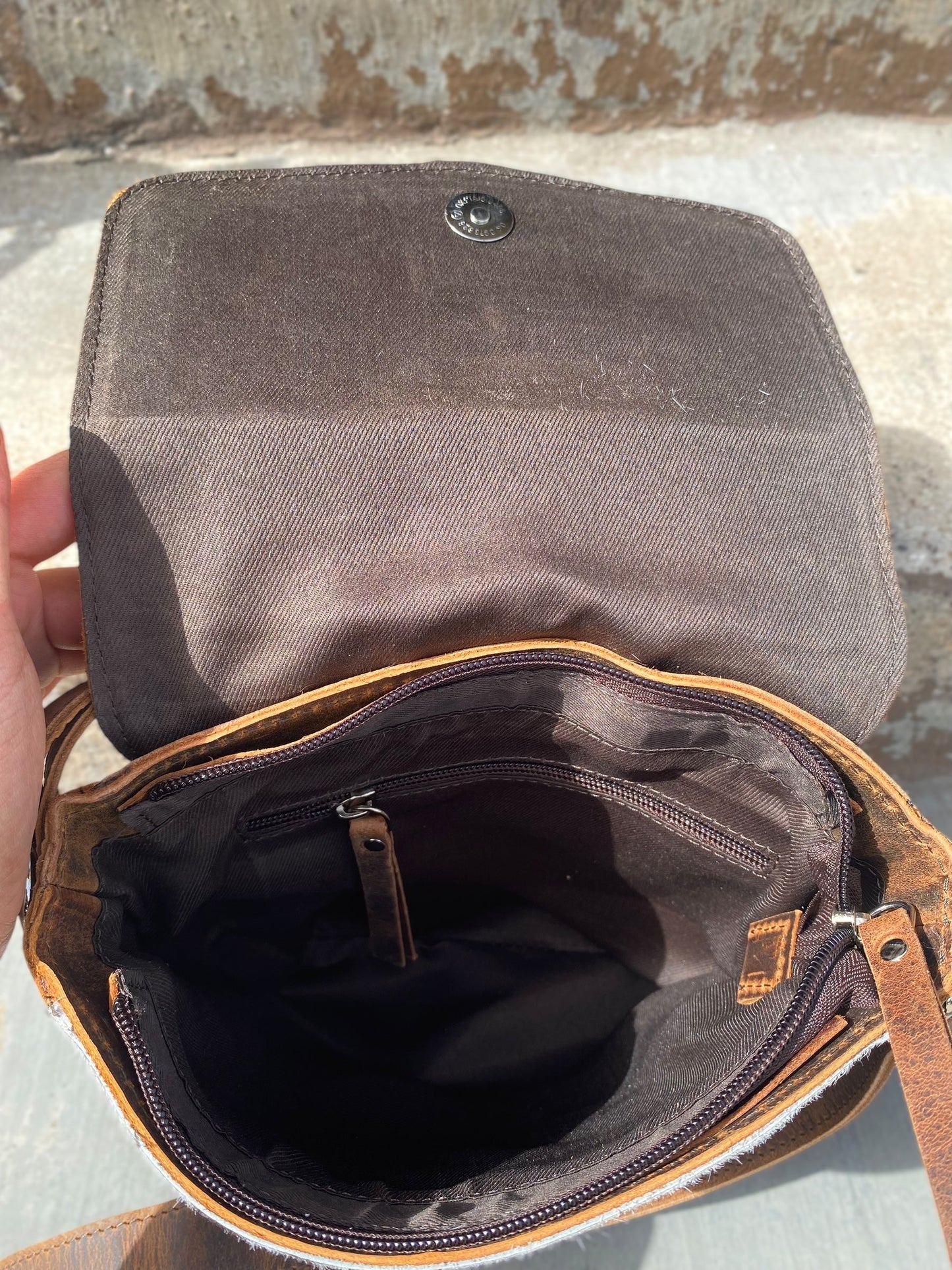 Mini Stone Vintage Leather Cowhide Crossbody Bag