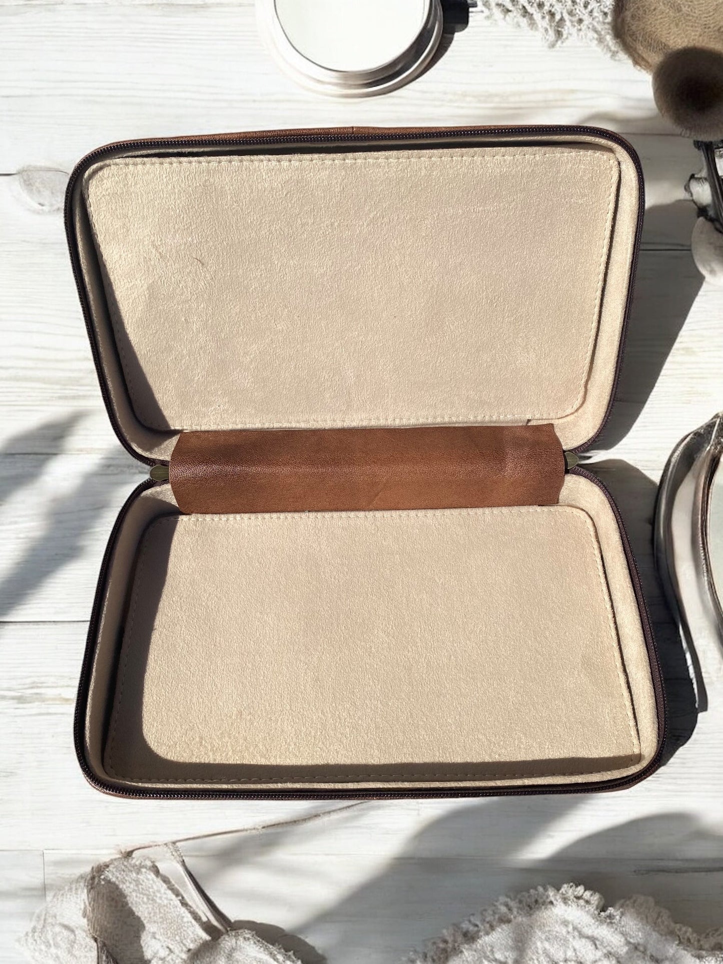 Olive Leather Jewelry Case