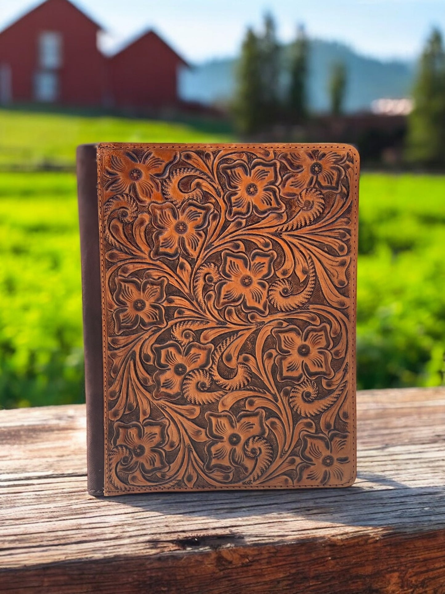 Tooled Leather Floral Planner
