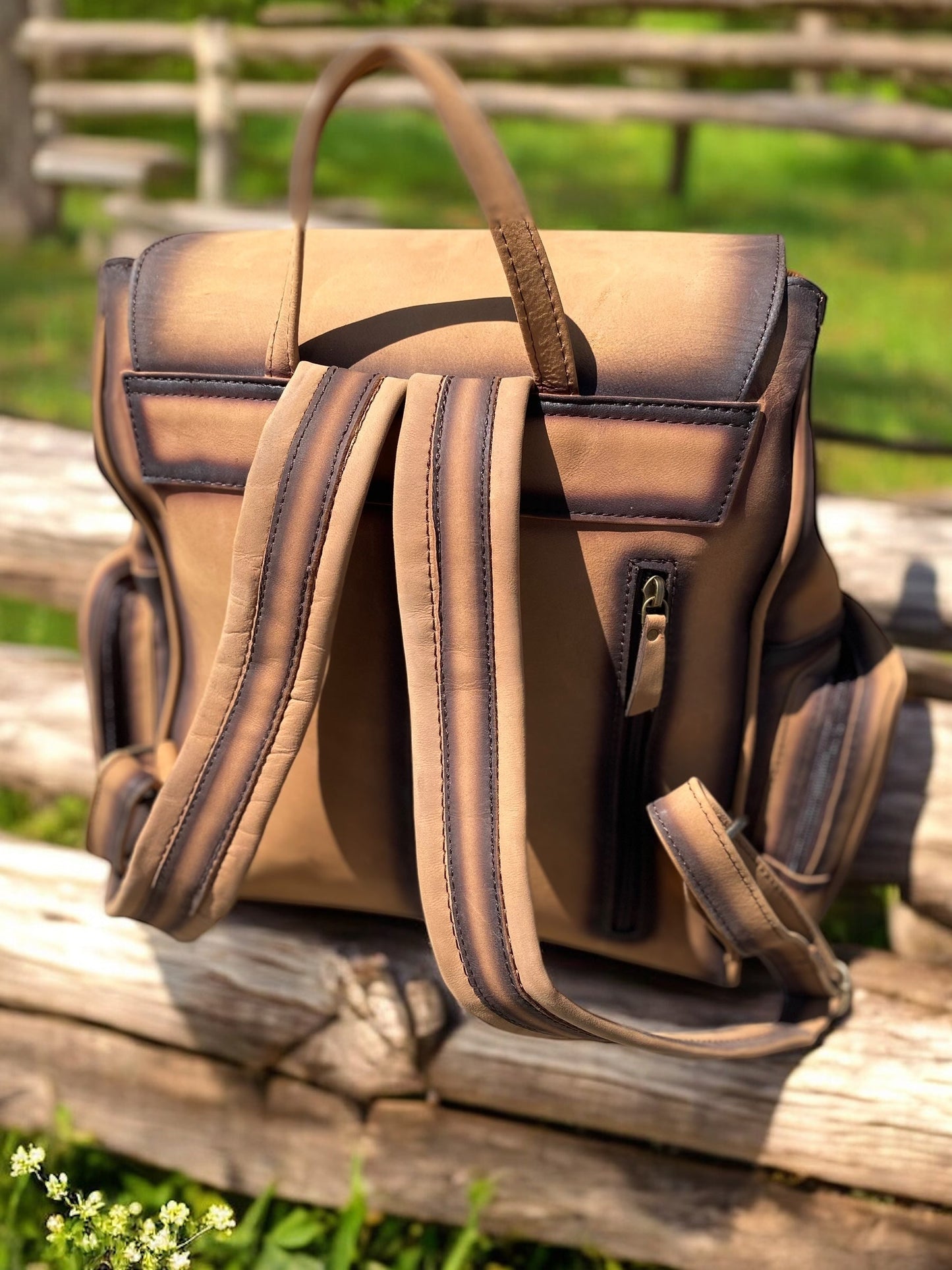 Burn & Tooled Leather Fringe Backpack