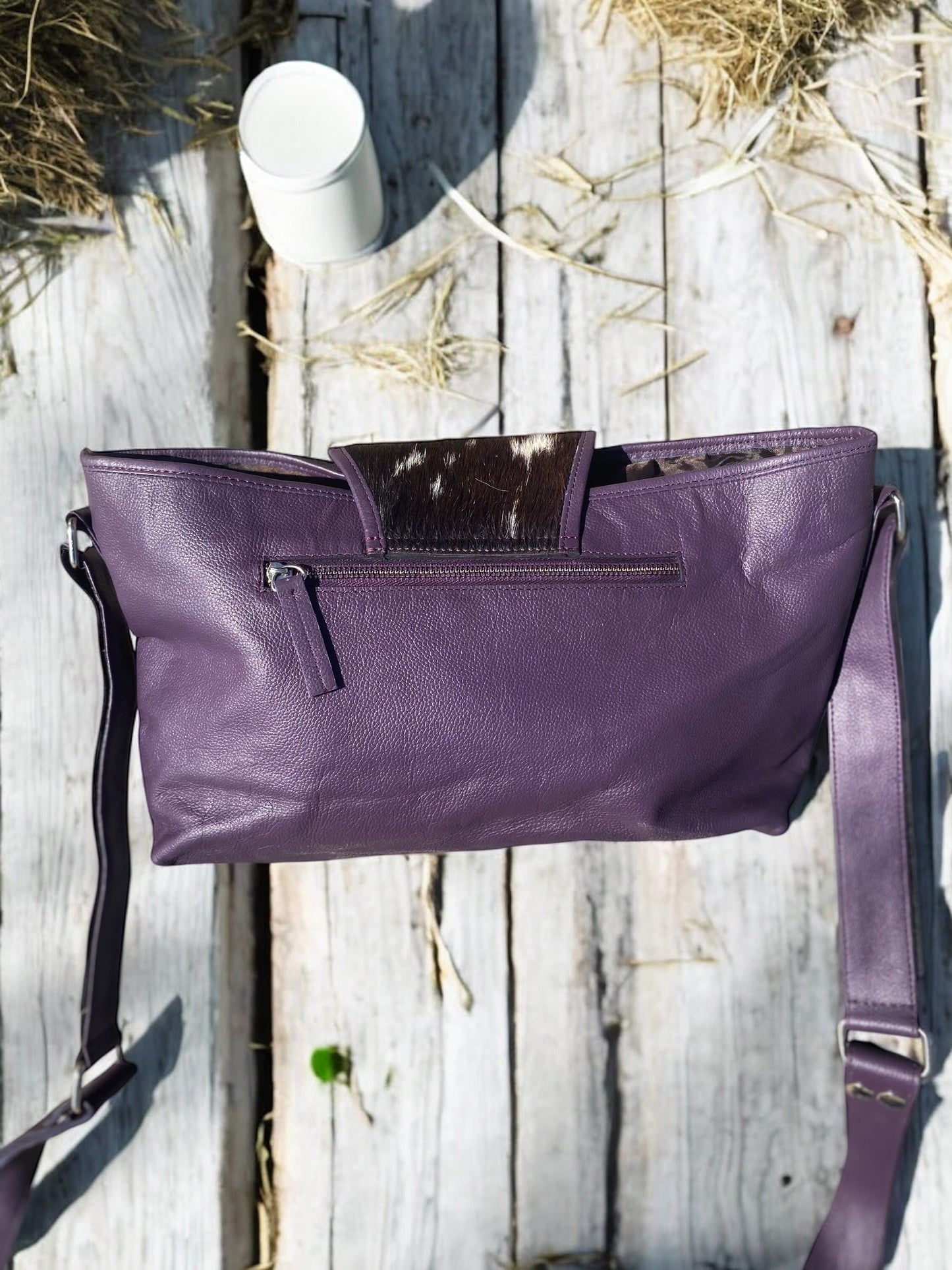 Purple Cowhide Stroller Bag