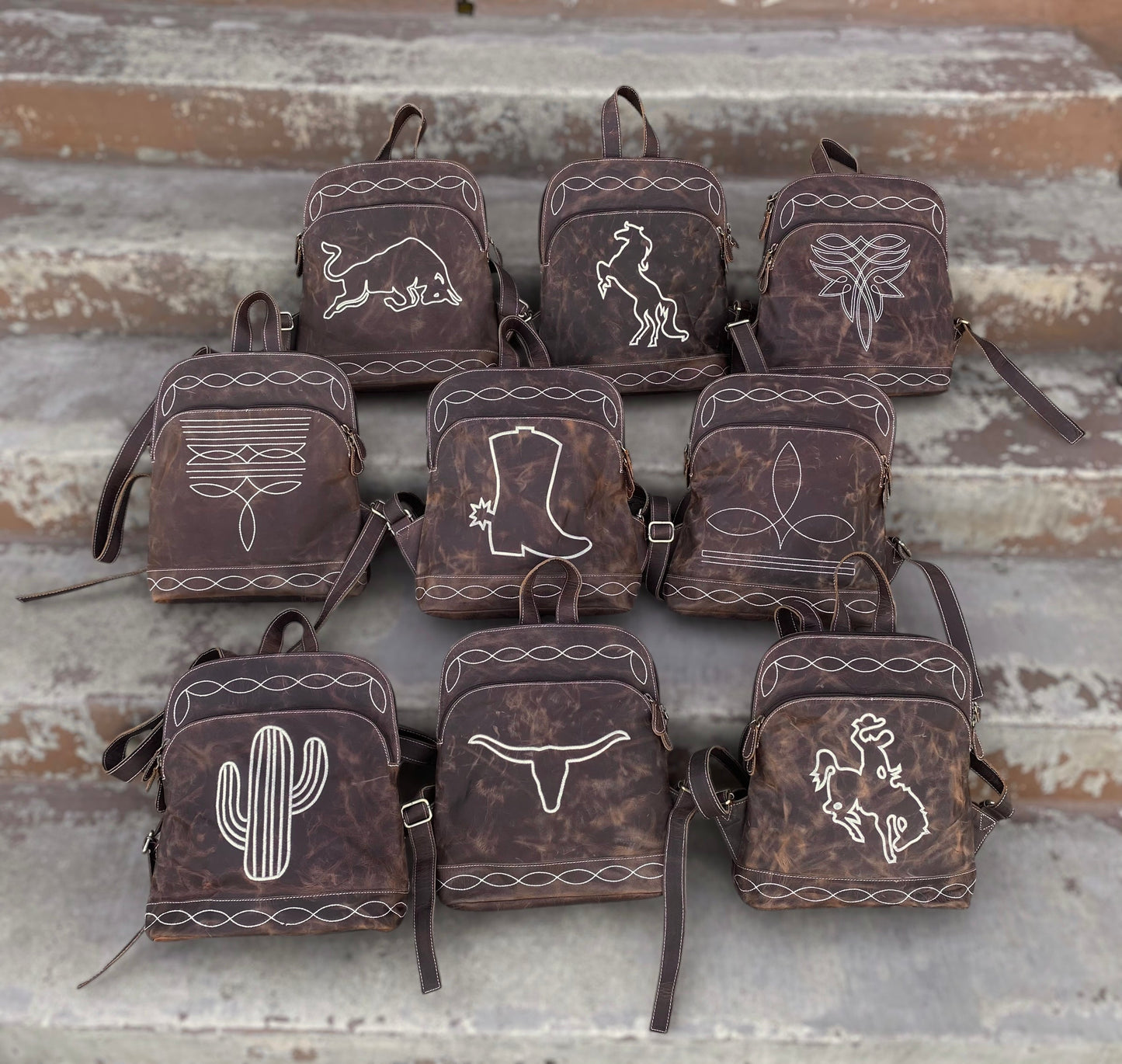 Mini Vintage Leather Cactus Backpack
