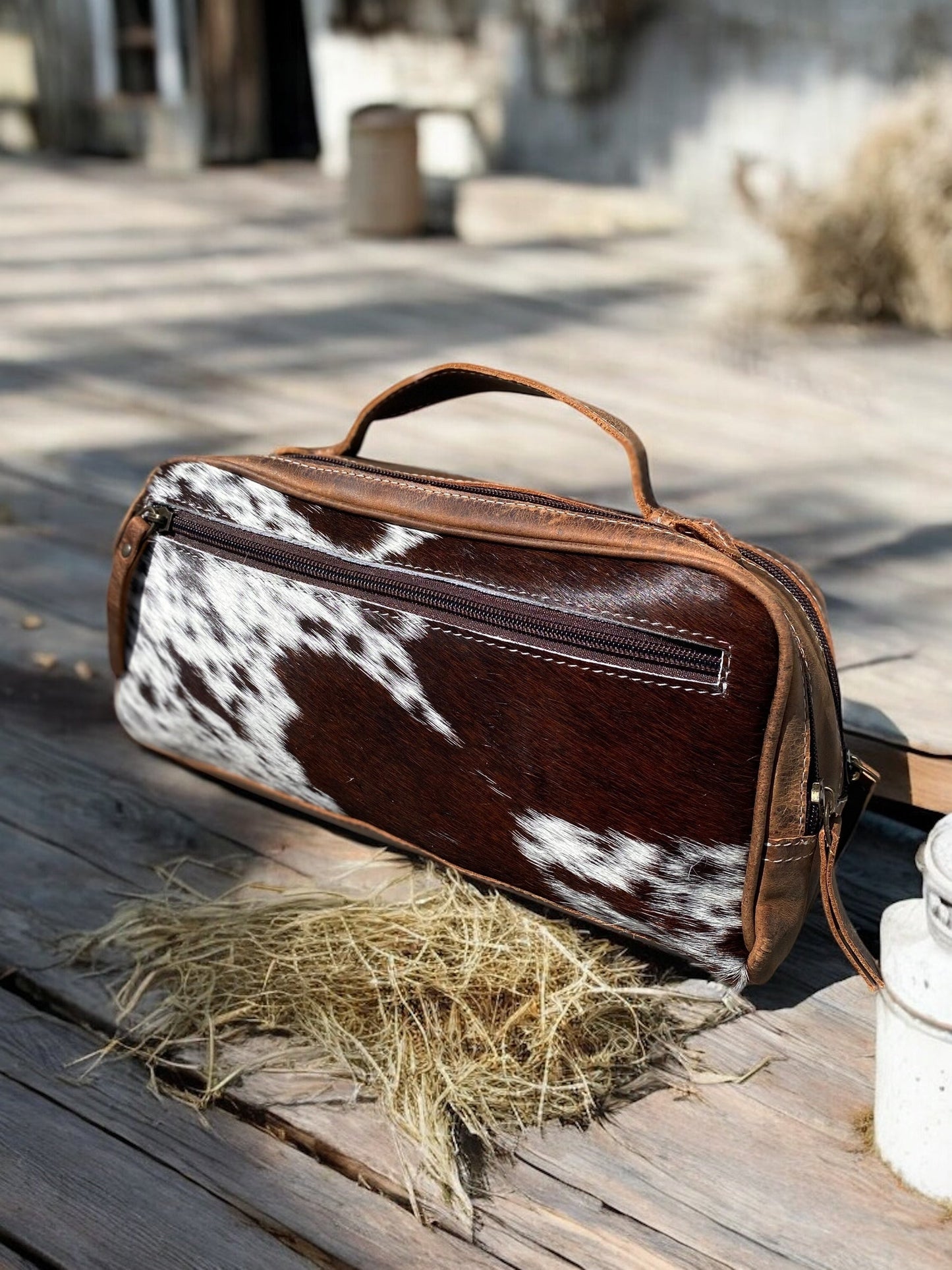 Crazy Horse Cowhide Toiletry Bag