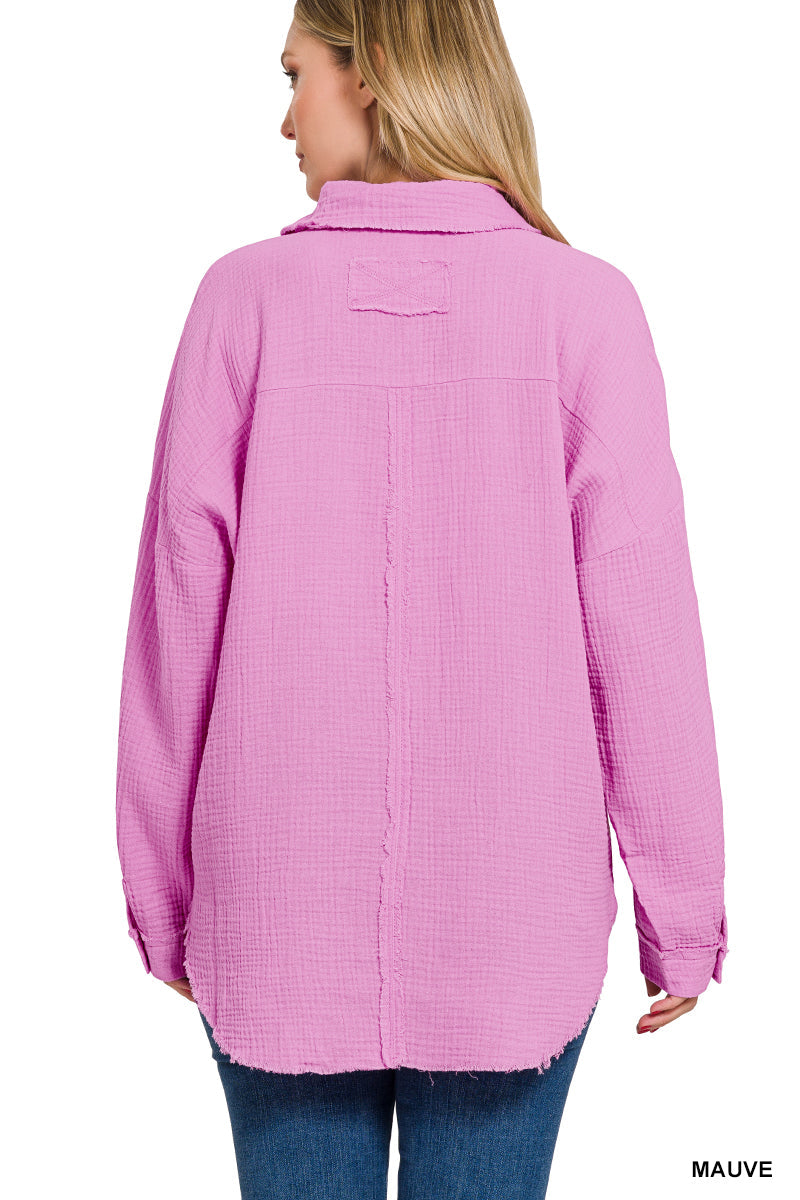 Mauve - Button Down Linen Top