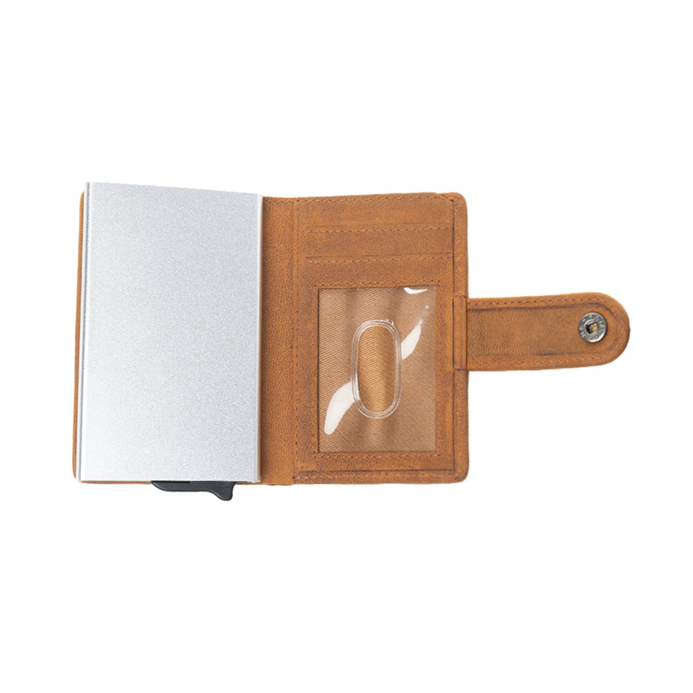 Myra Dune Star Hairon Leather Credit Card Holder in Rustic Brown